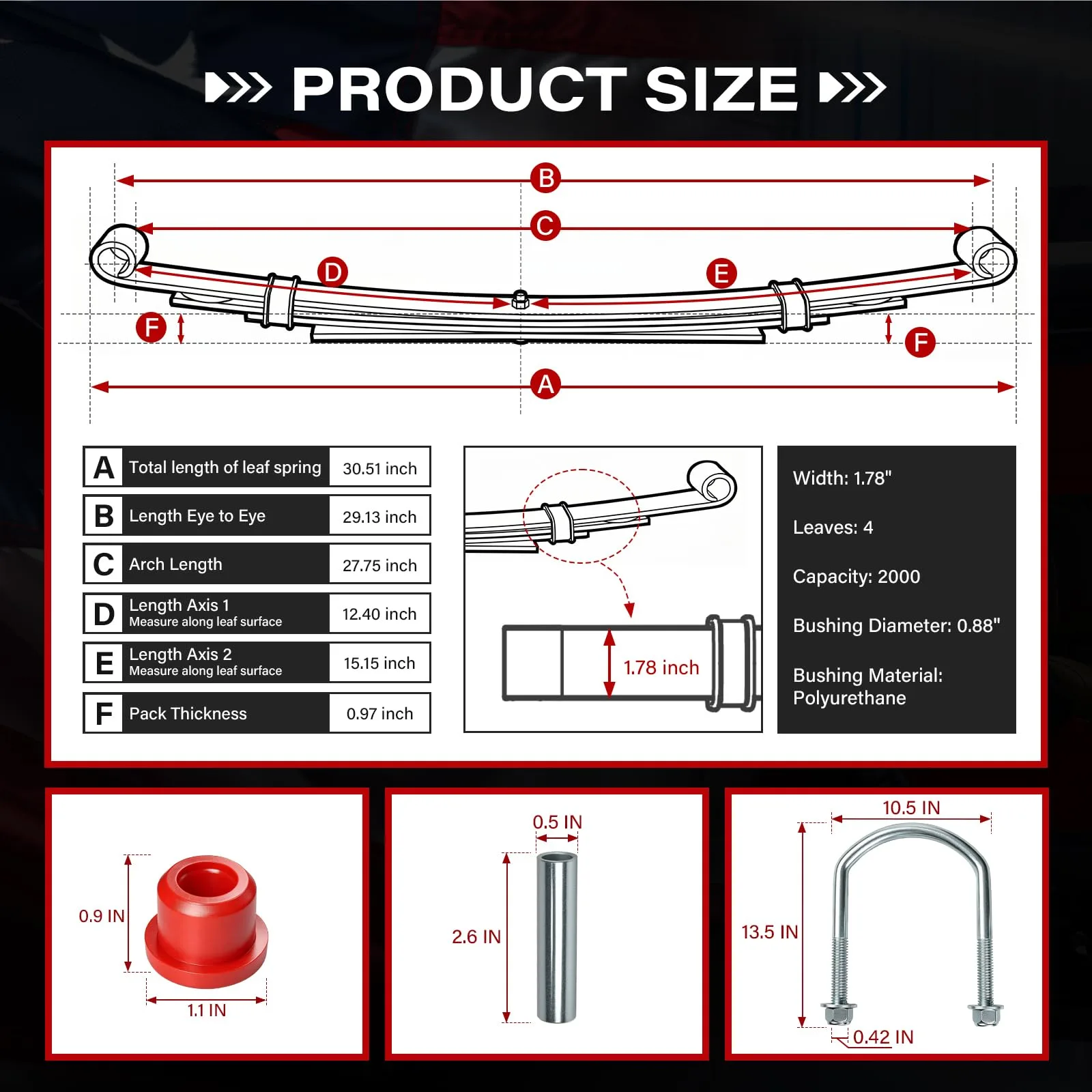 CASISPRO Rear 4-Leaf Spring Kit for Club Car Golf Carts image 2