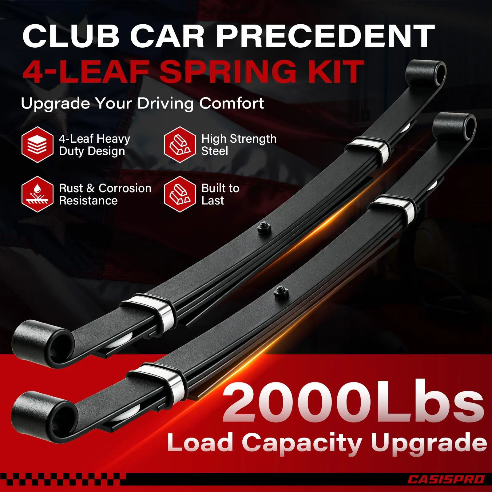 CASISPRO Rear 4-Leaf Spring Kit for Club Car Golf Carts image 3