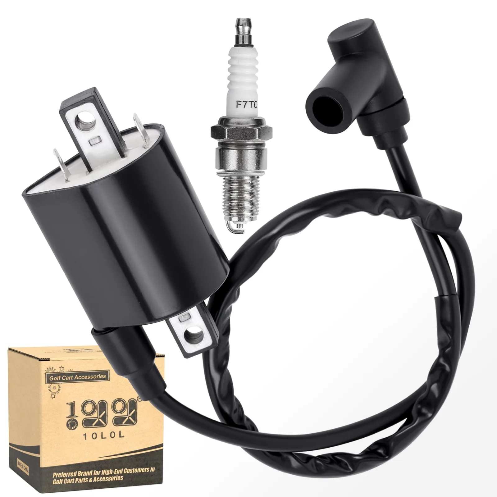 10L0L Ignition Coil and Spark Plug Kit for Yamaha Golf Carts