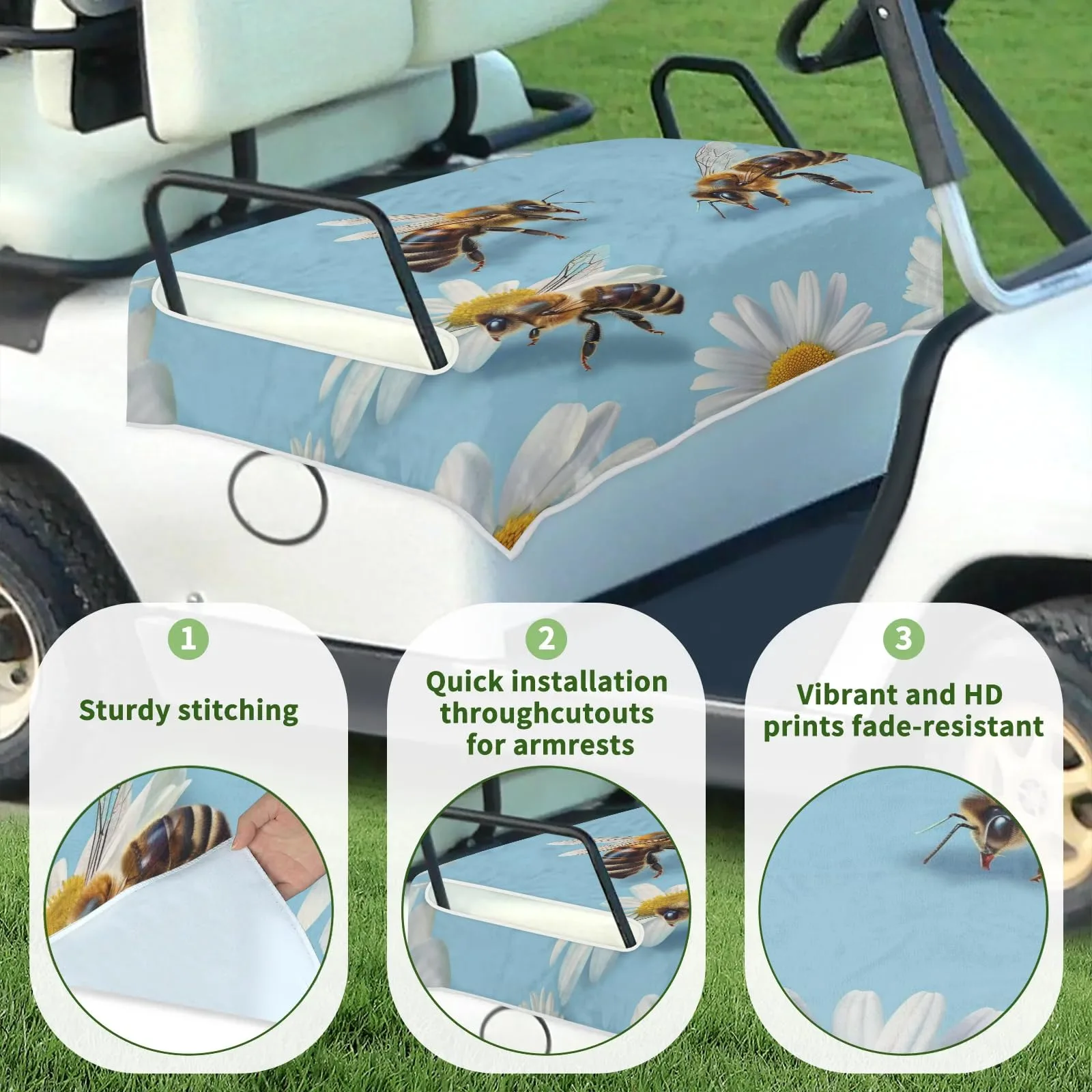 Tiveruda Golf Cart Seat Cover for Double Seats image 3