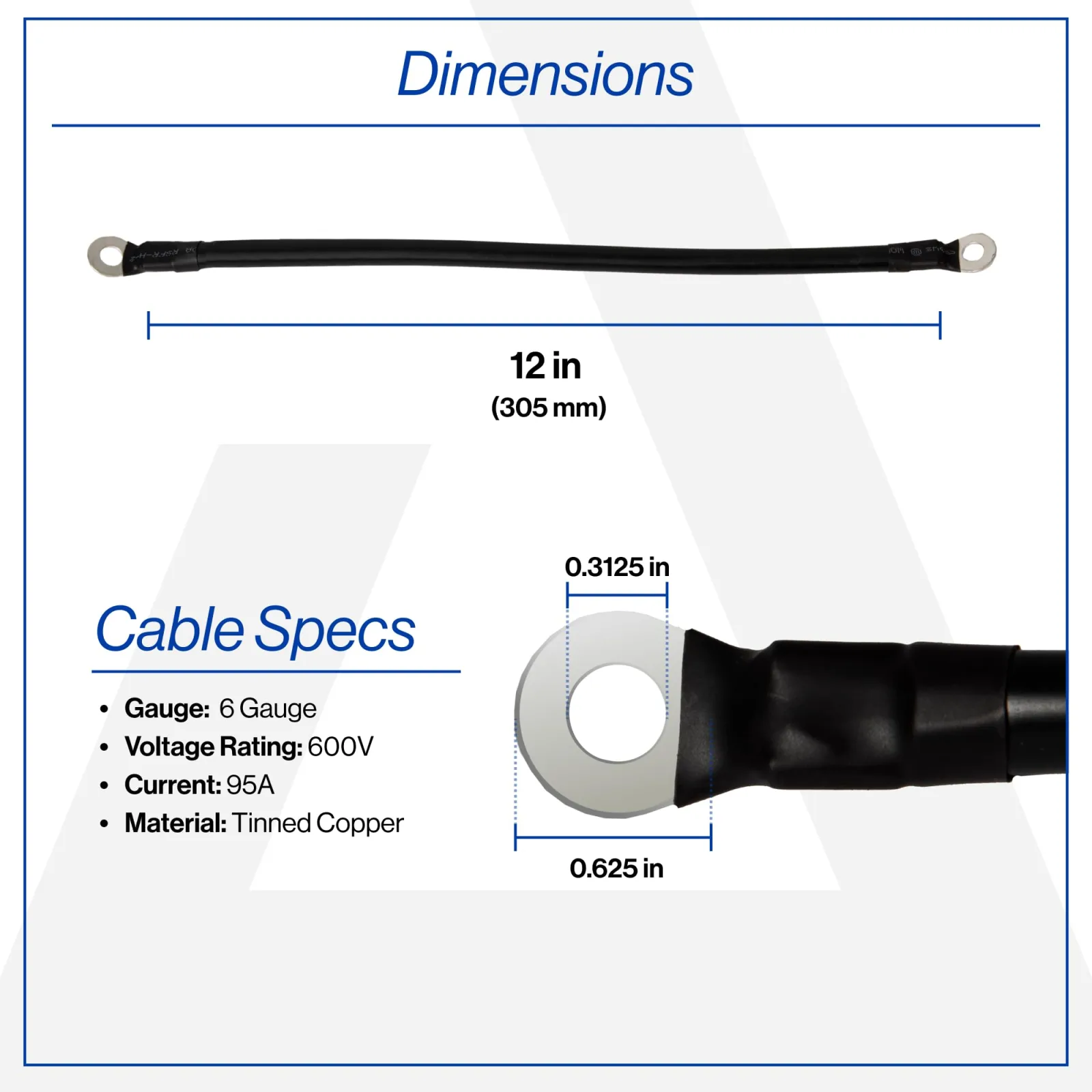 Reliance 6-Gauge 12-Inch Golf Cart Battery Cable image 2