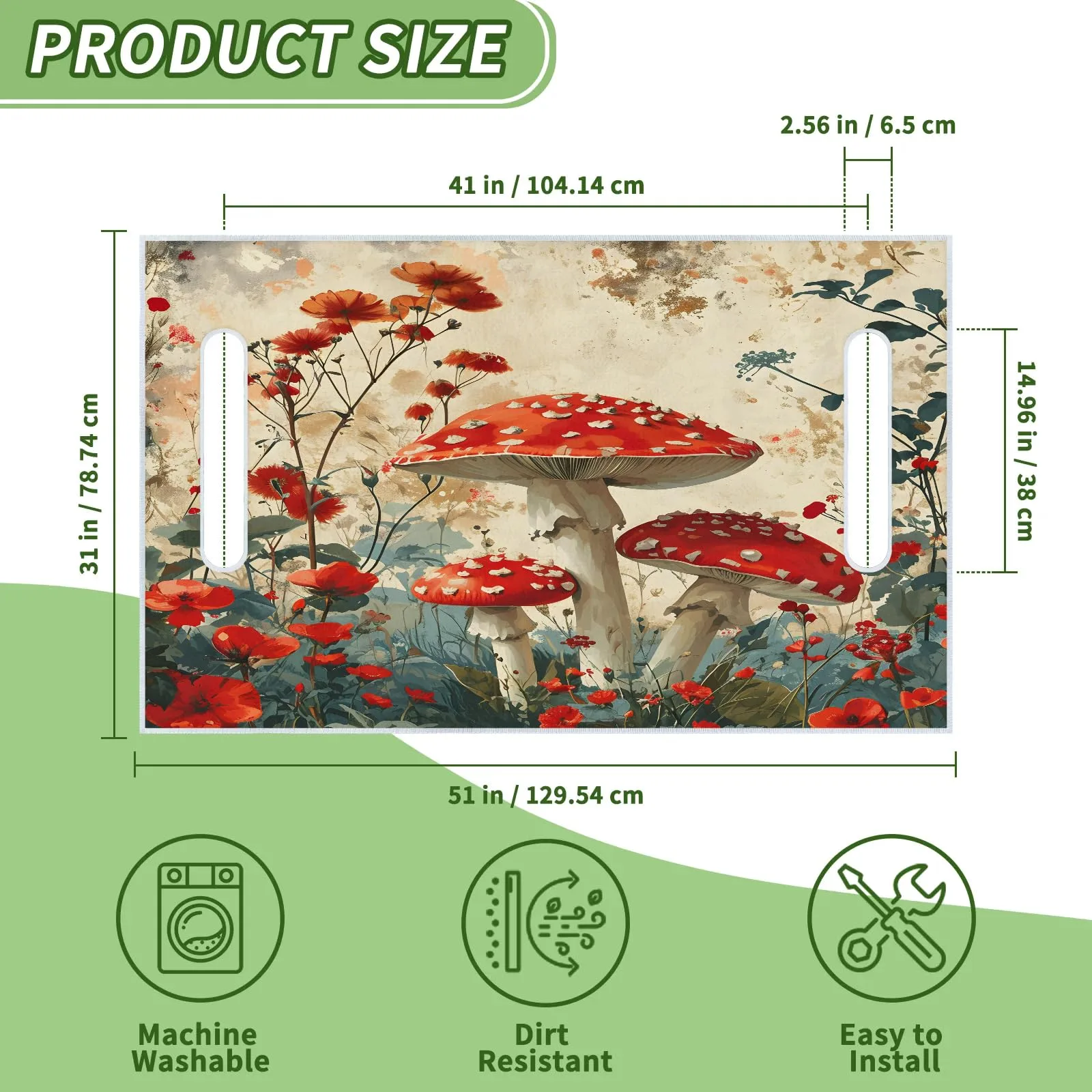 Tiveruda Autumn Mushroom Golf Cart Seat Cover — 51 x 31 in image 2