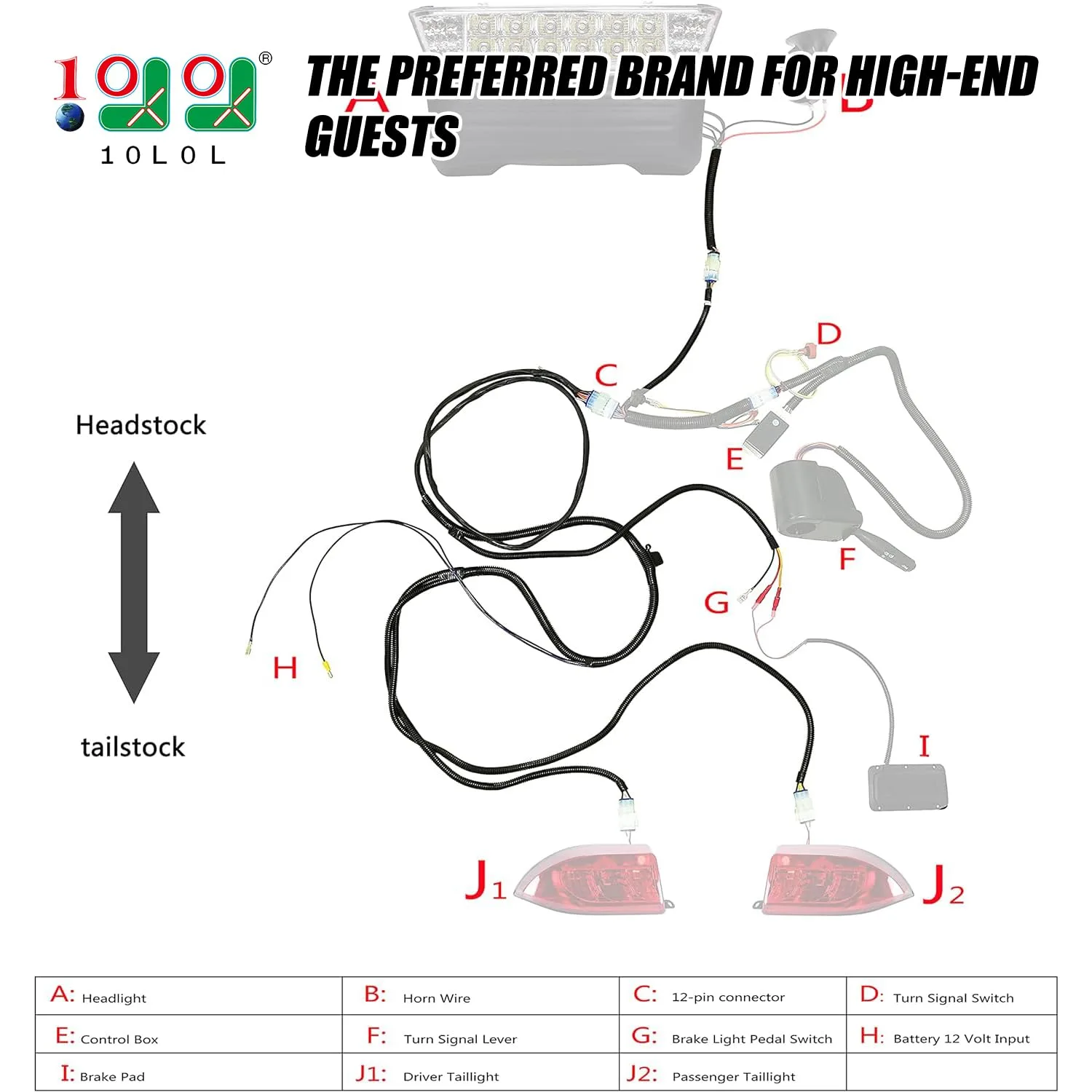 10L0L Light Harness for Club Car Precedent 2008-Up Electric image 2