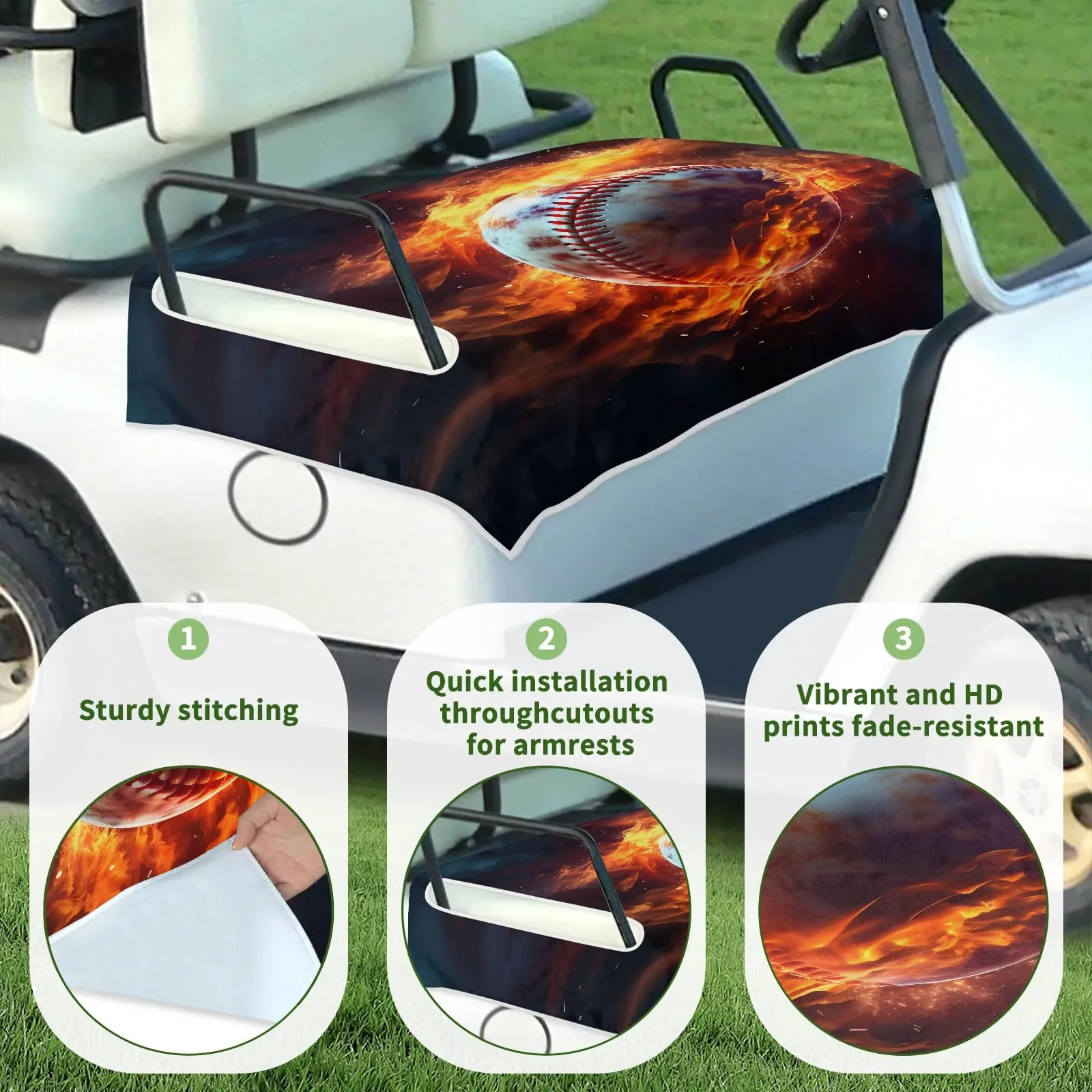 Tiveruda Golf Cart Seat Cover for Double Seats 51 x 31 in image 3