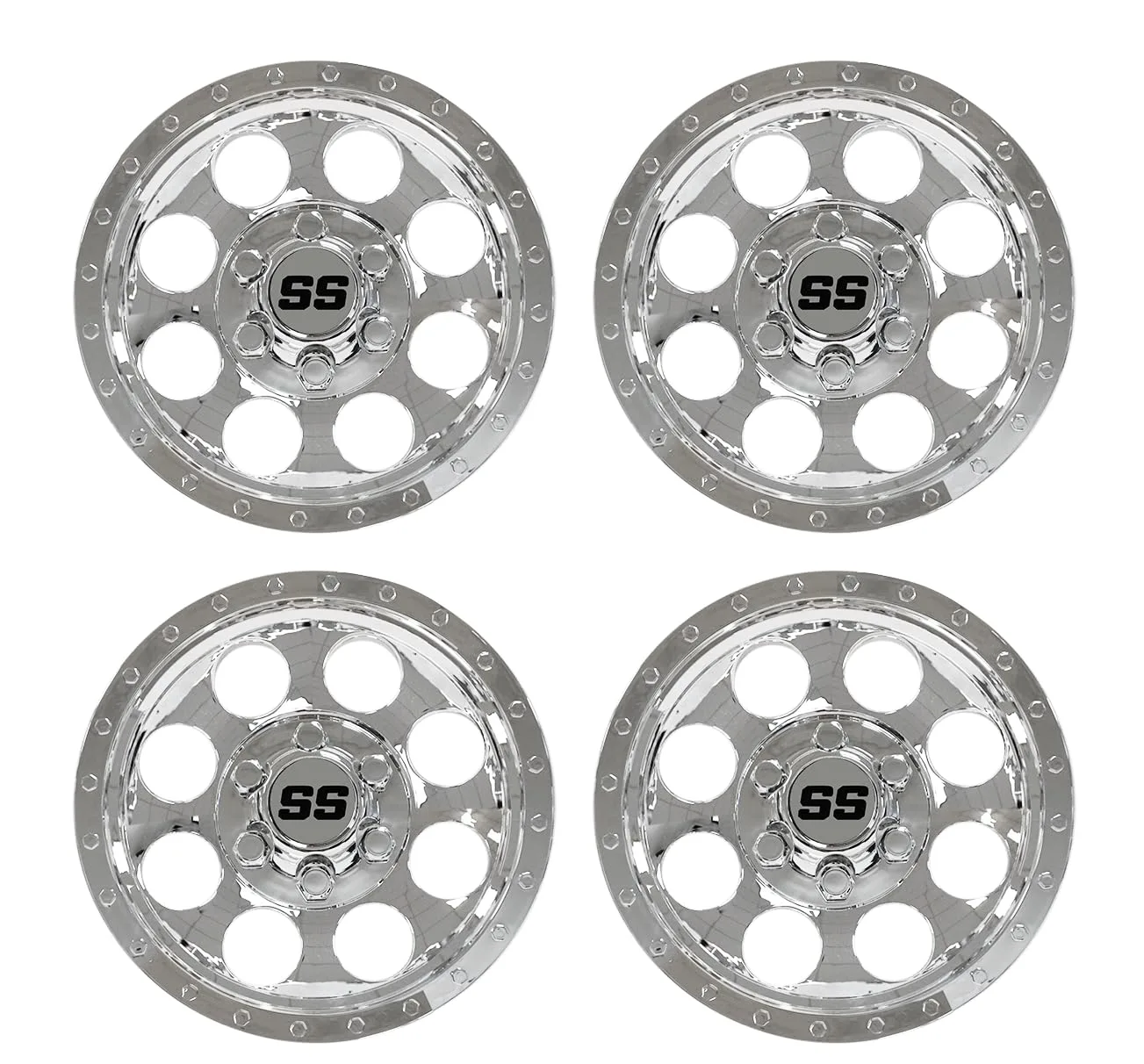 ACED Parts Chrome Wheel Covers for 10-Inch Golf Cart Wheels