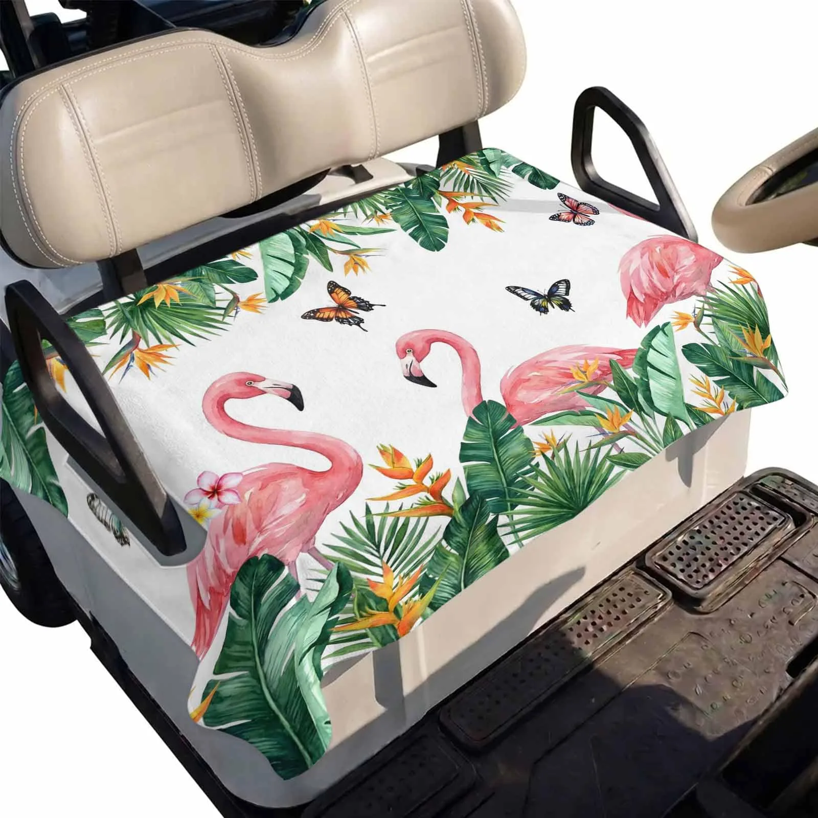 DecorLovee 51x31" Pink Flamingo Microfiber Golf Cart Seat Cover - DLE202606101781062736278022866