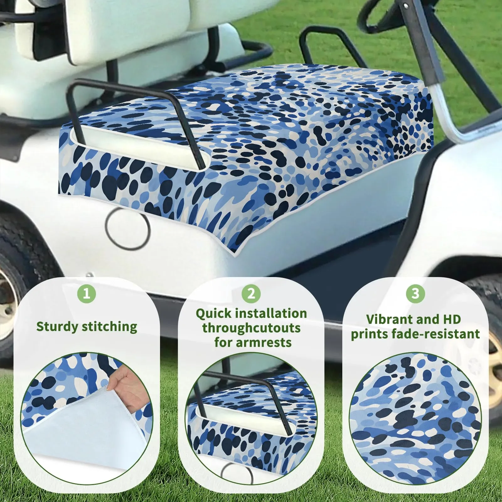 Tiveruda Golf Cart Seat Cover for Double Seats image 3