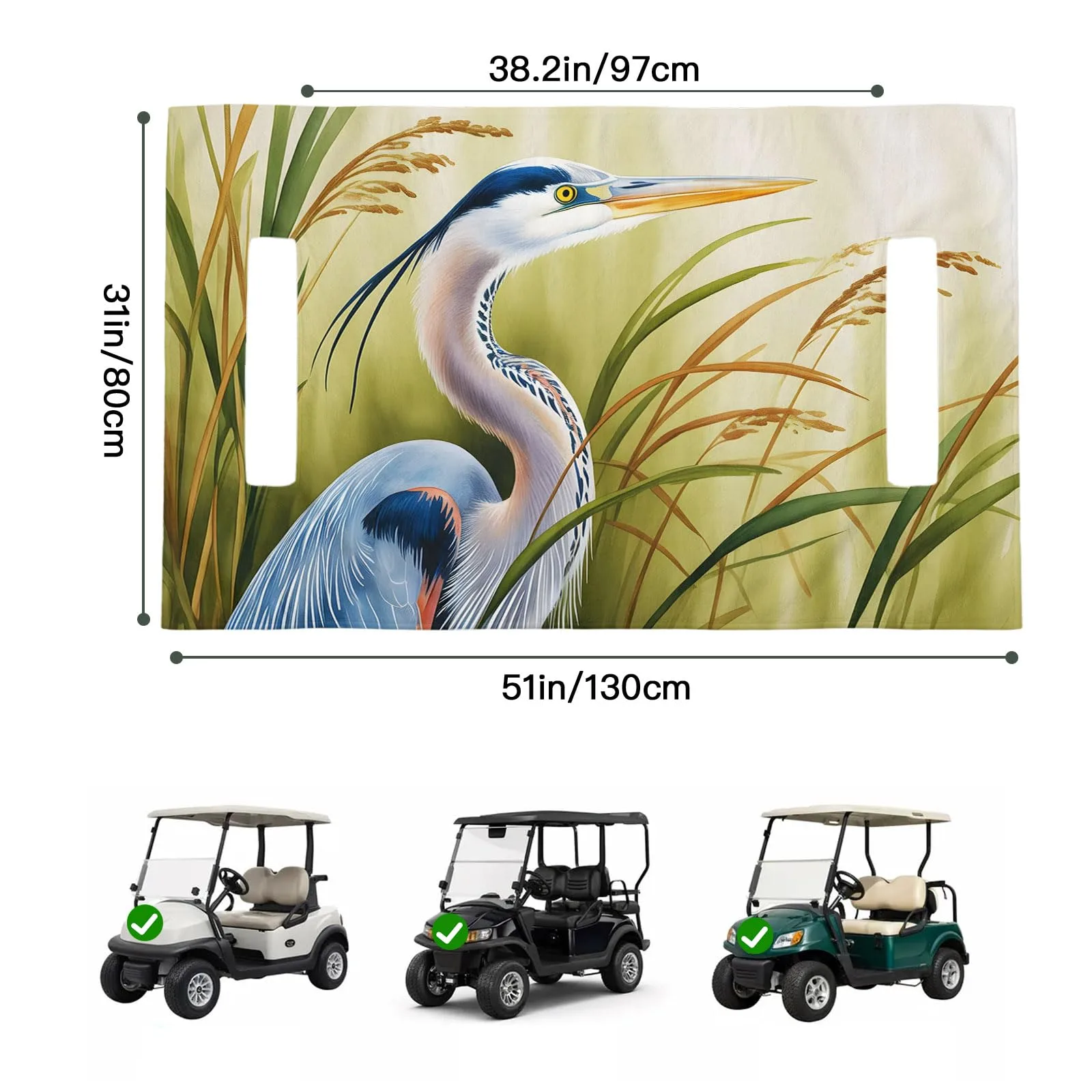 Trosturdspn Coastal Heron Golf Cart Seat Cover Blanket image 2