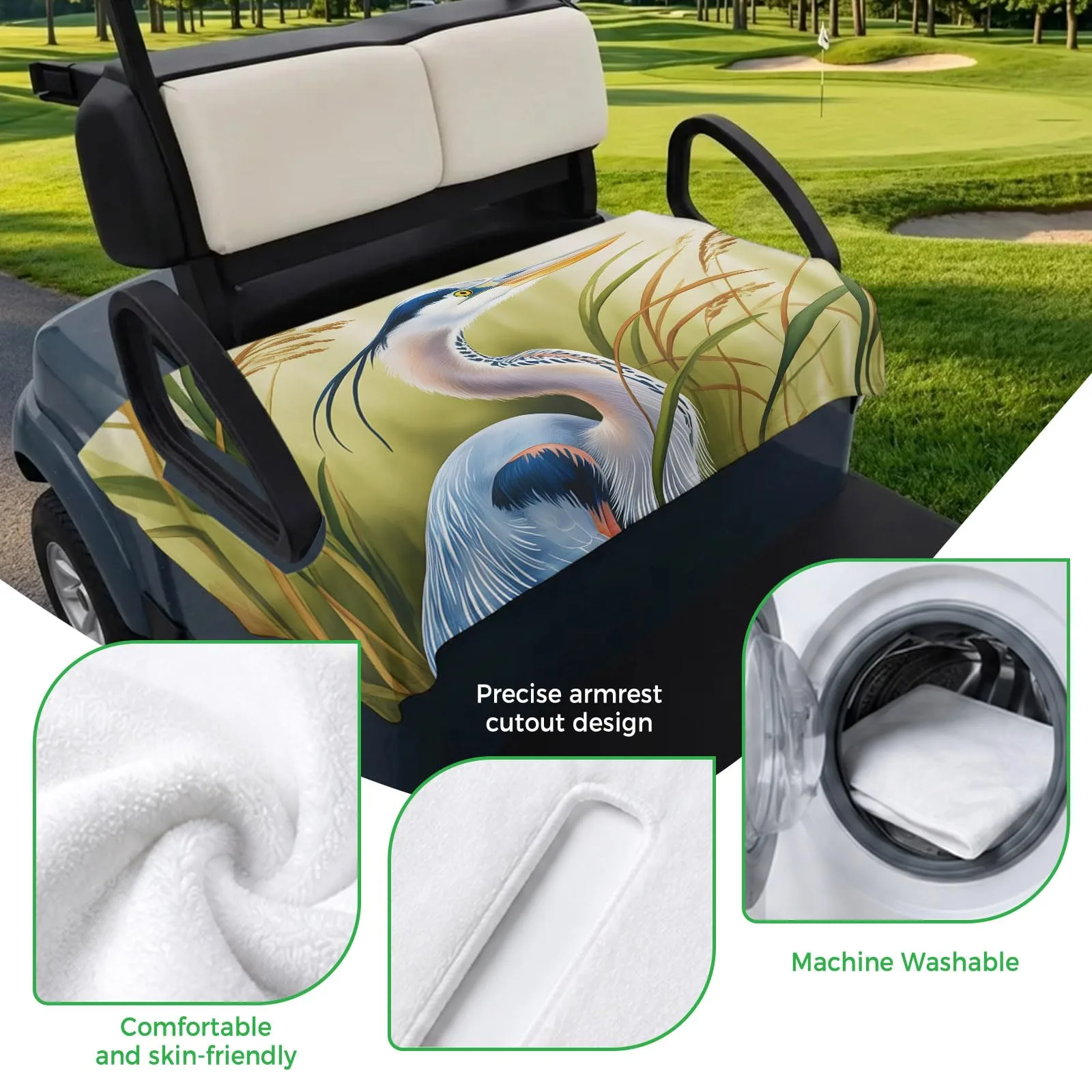 Trosturdspn Coastal Heron Golf Cart Seat Cover Blanket image 3