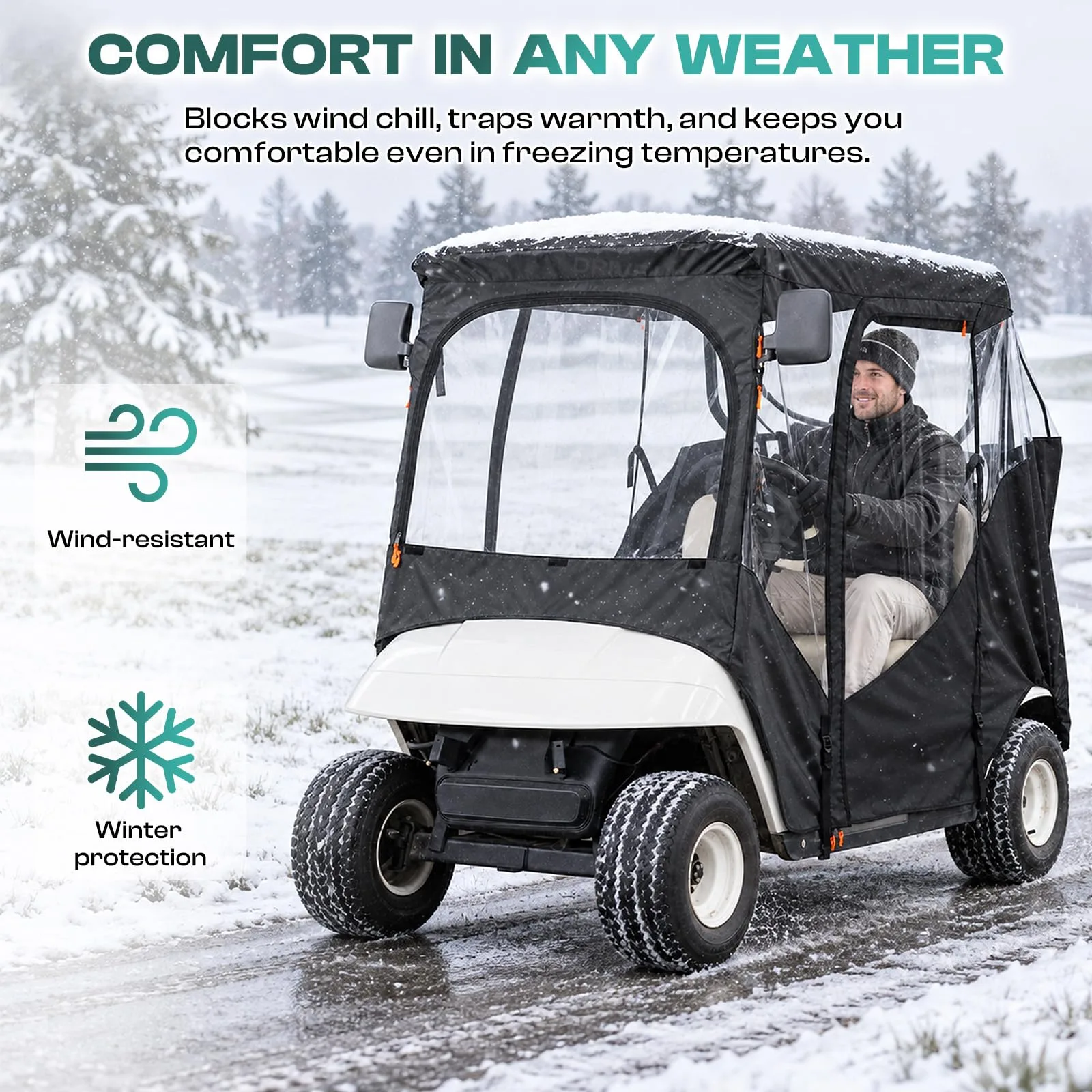 DRIVE UP EZGO RXV & TXT 58" 2-Passenger Golf Cart Enclosure E0020 image 2