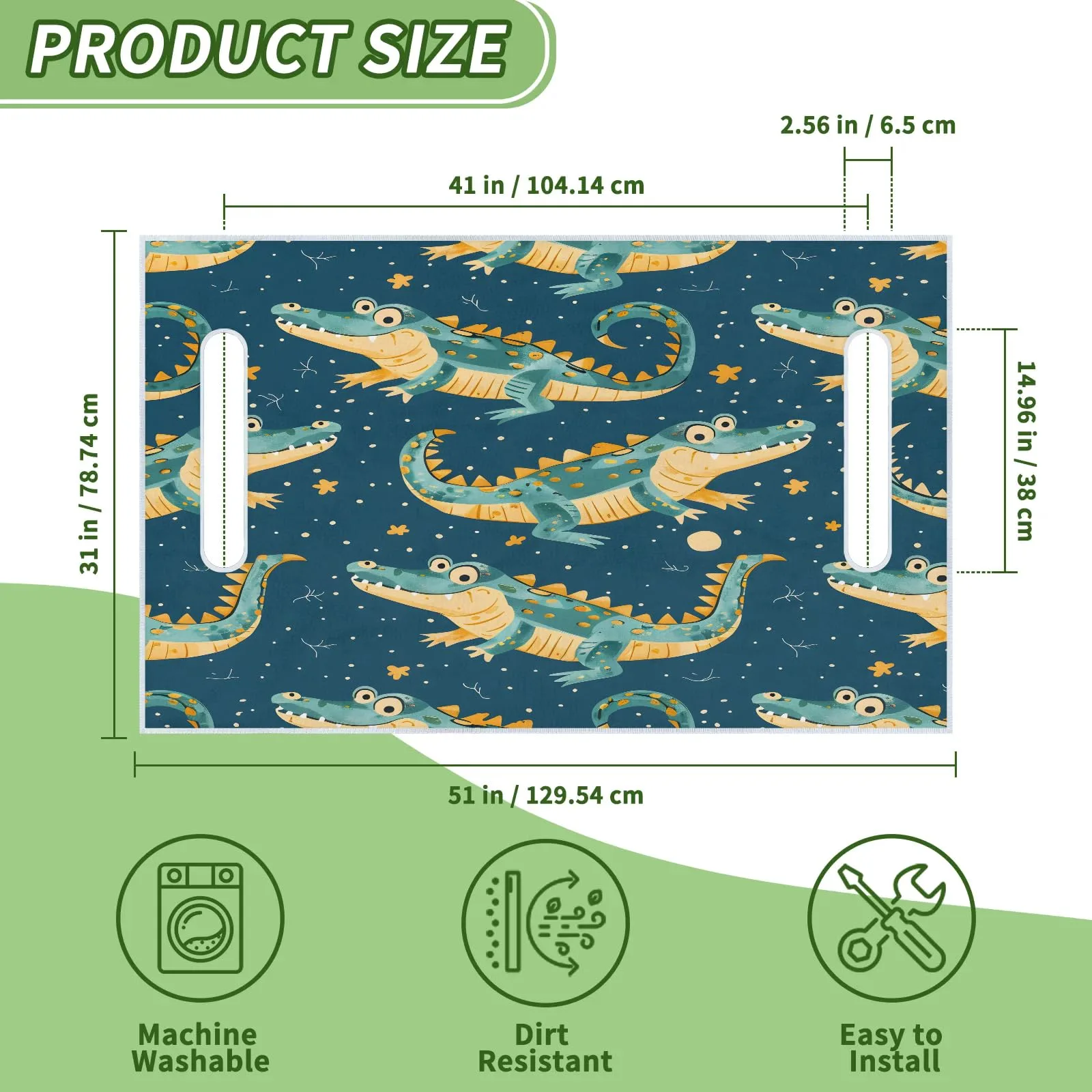 Tiveruda Kawaii Crocodiles Golf Cart Seat Cover 51 x 31 in image 2