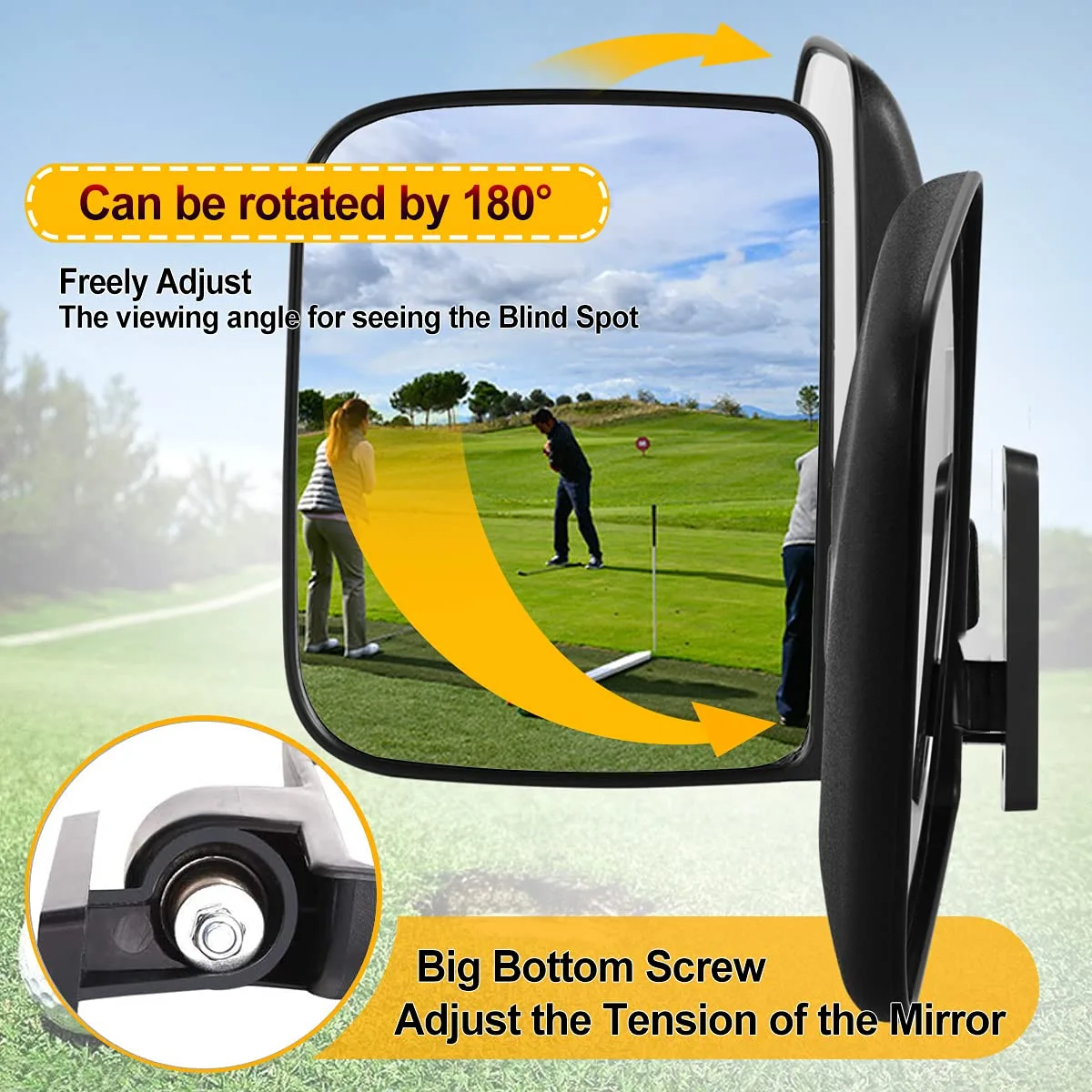 SAMXOMAP Folding Golf Cart Side Mirrors for E-Z-GO, Yamaha image 2