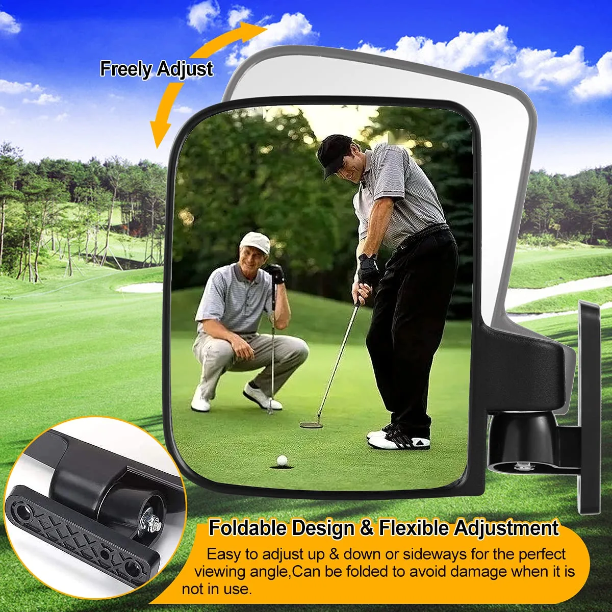 SAMXOMAP Folding Golf Cart Side Mirrors for E-Z-GO, Yamaha image 3