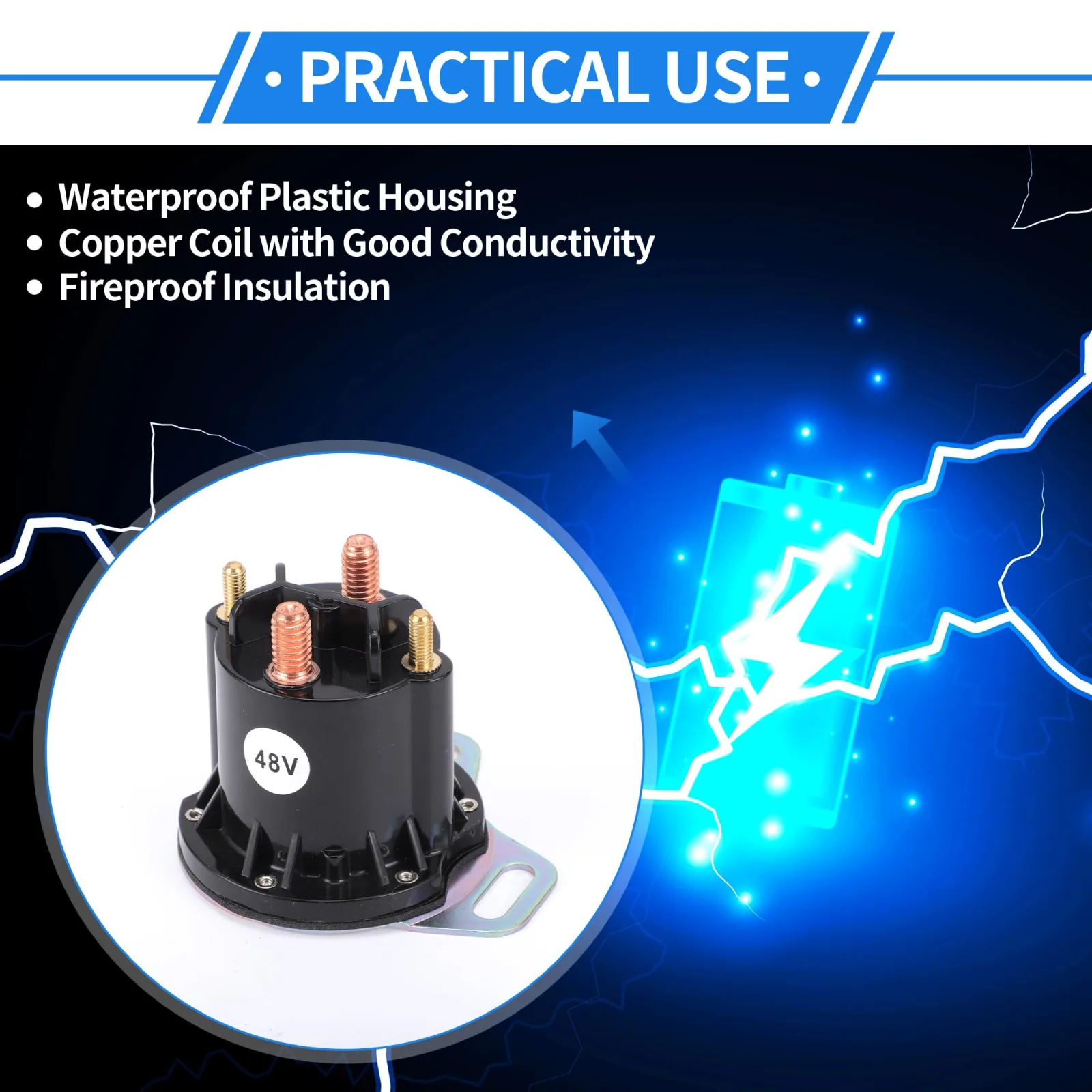 VekAuto 48V 150A Solenoid Relay for E-Z-GO RXV Golf Carts image 3
