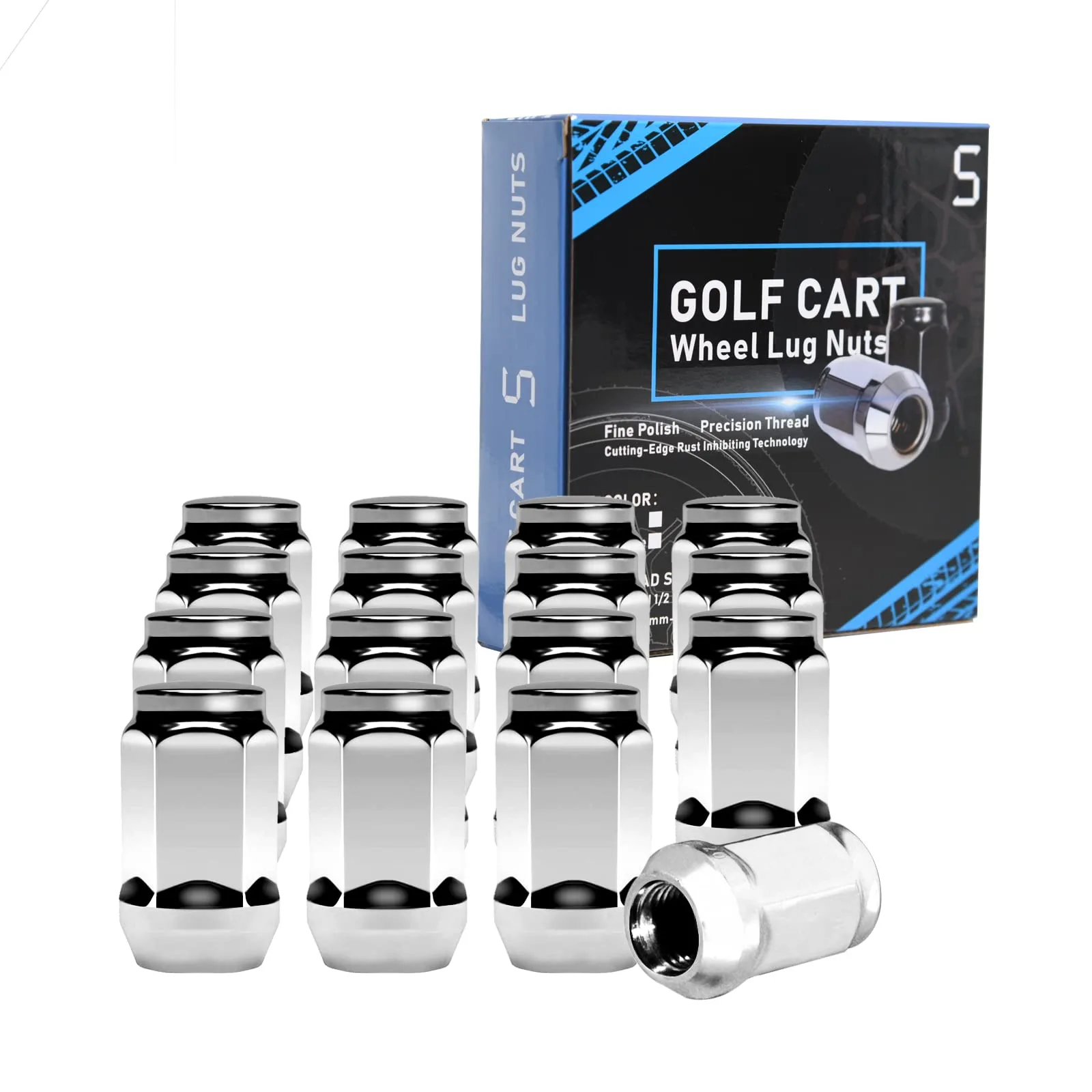 Shu-Ran Chrome Lug Nuts for Yamaha and GEM Golf Carts