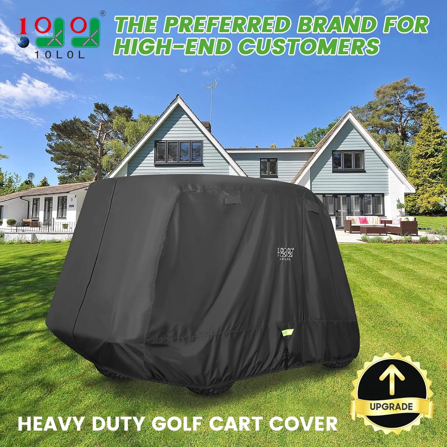 10L0L Golf Cart Cover for Lifted Carts, 600D Polyester image 2