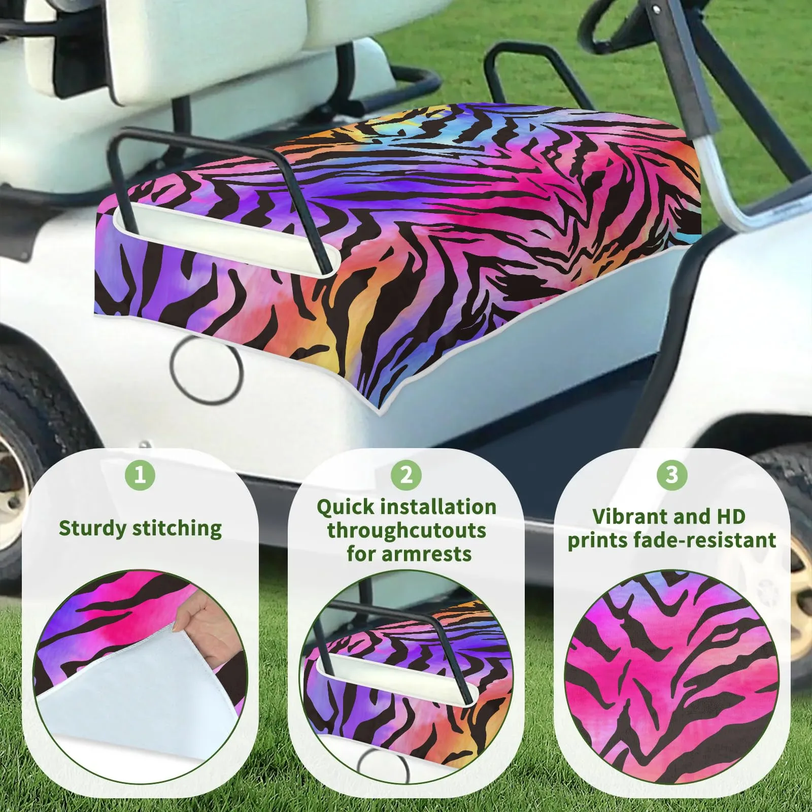 Tiveruda Tiger Pattern Golf Cart Seat Cover 51 x 31" image 3