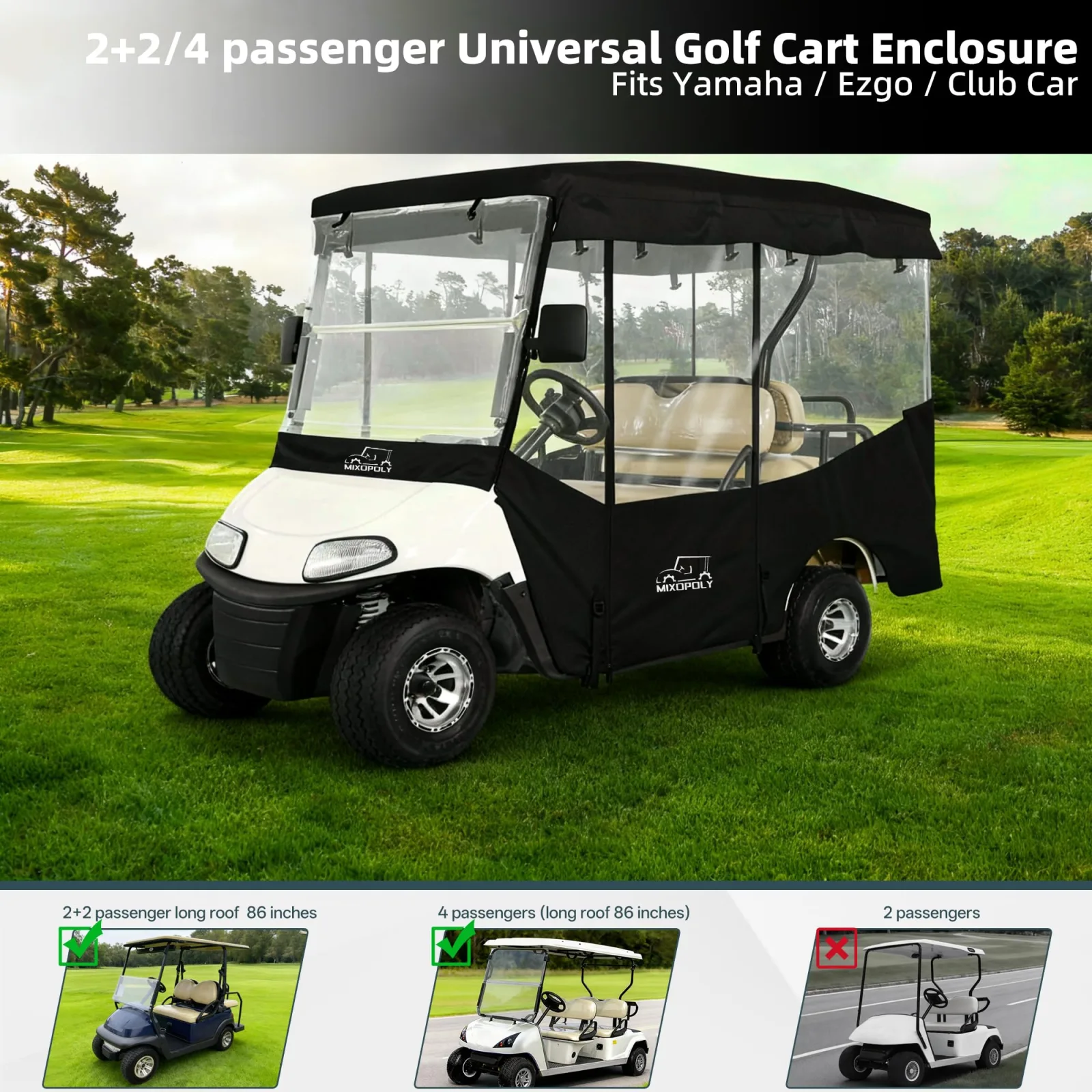 Mixopoly Golf Cart Enclosure for Yamaha, E-Z-GO and Club Car image 2