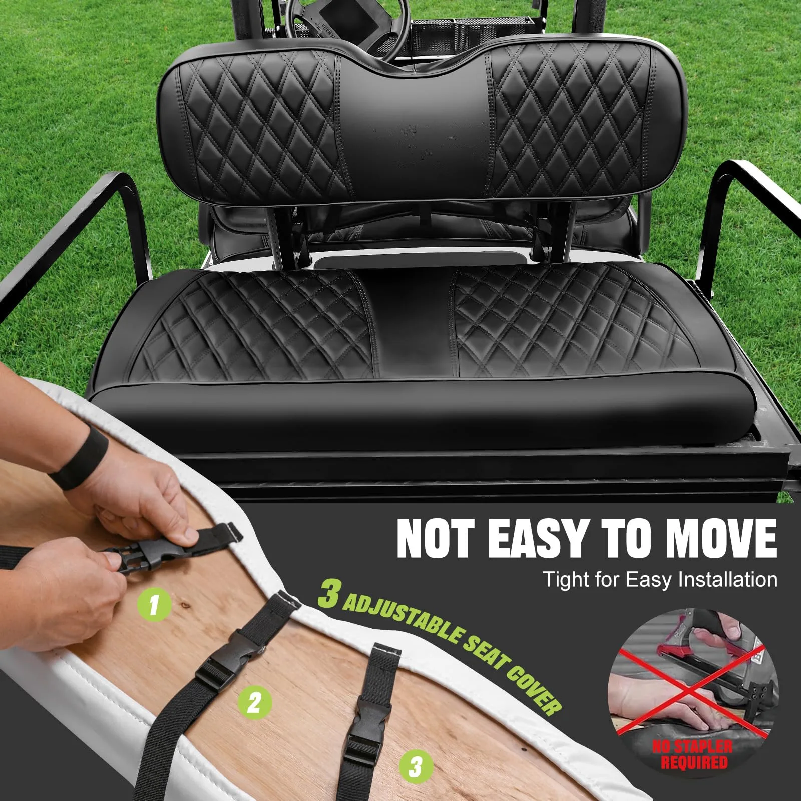 Rosefray Rear Golf Cart Seat Covers for B-Style Flip Seats image 2