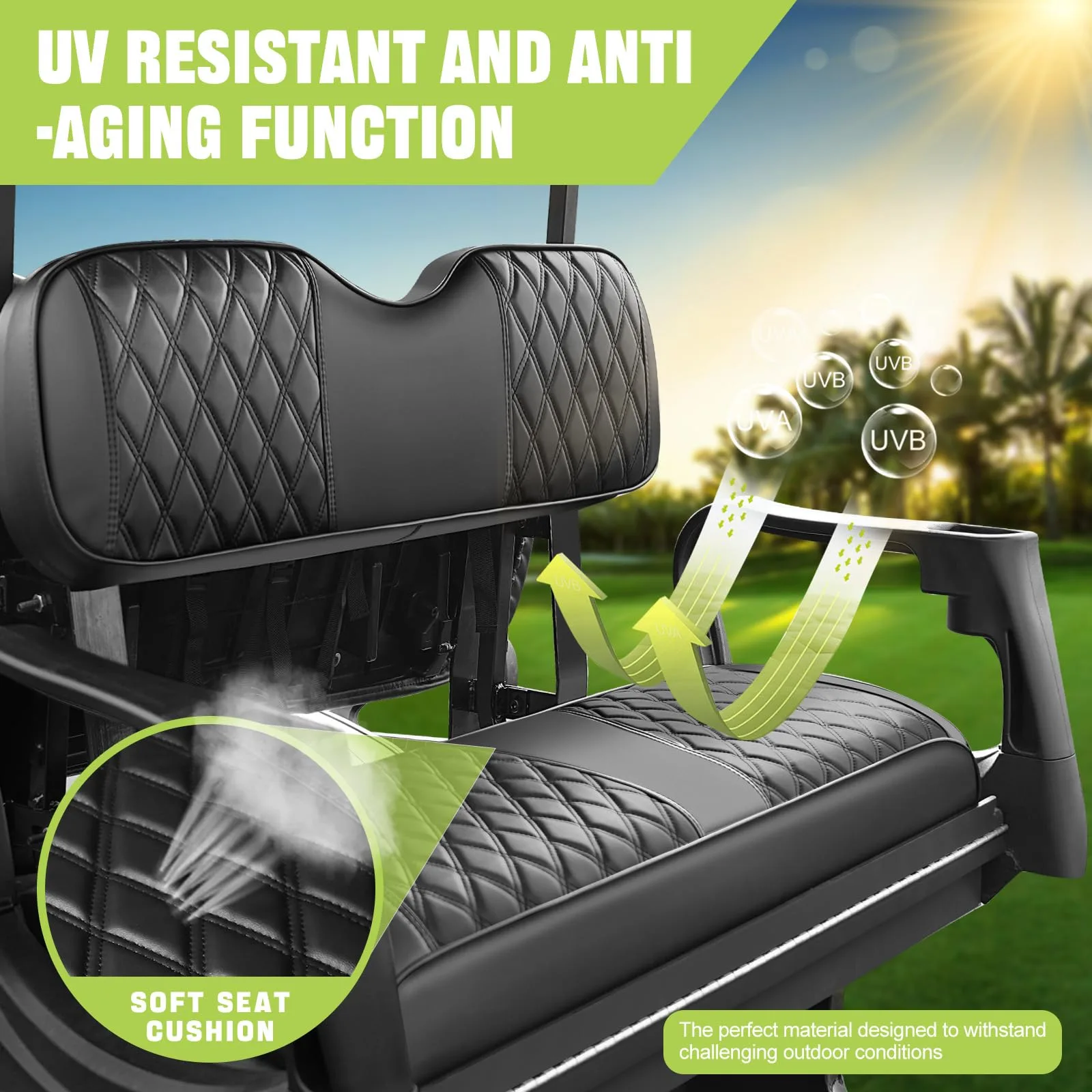 Rosefray Rear Golf Cart Seat Covers for B-Style Flip Seats image 3