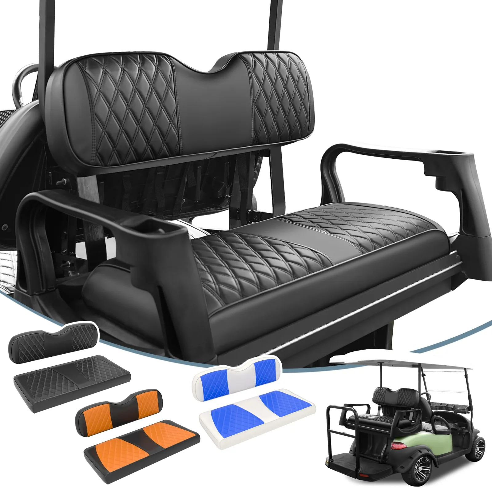 Rosefray Rear Golf Cart Seat Covers for B-Style Flip Seats
