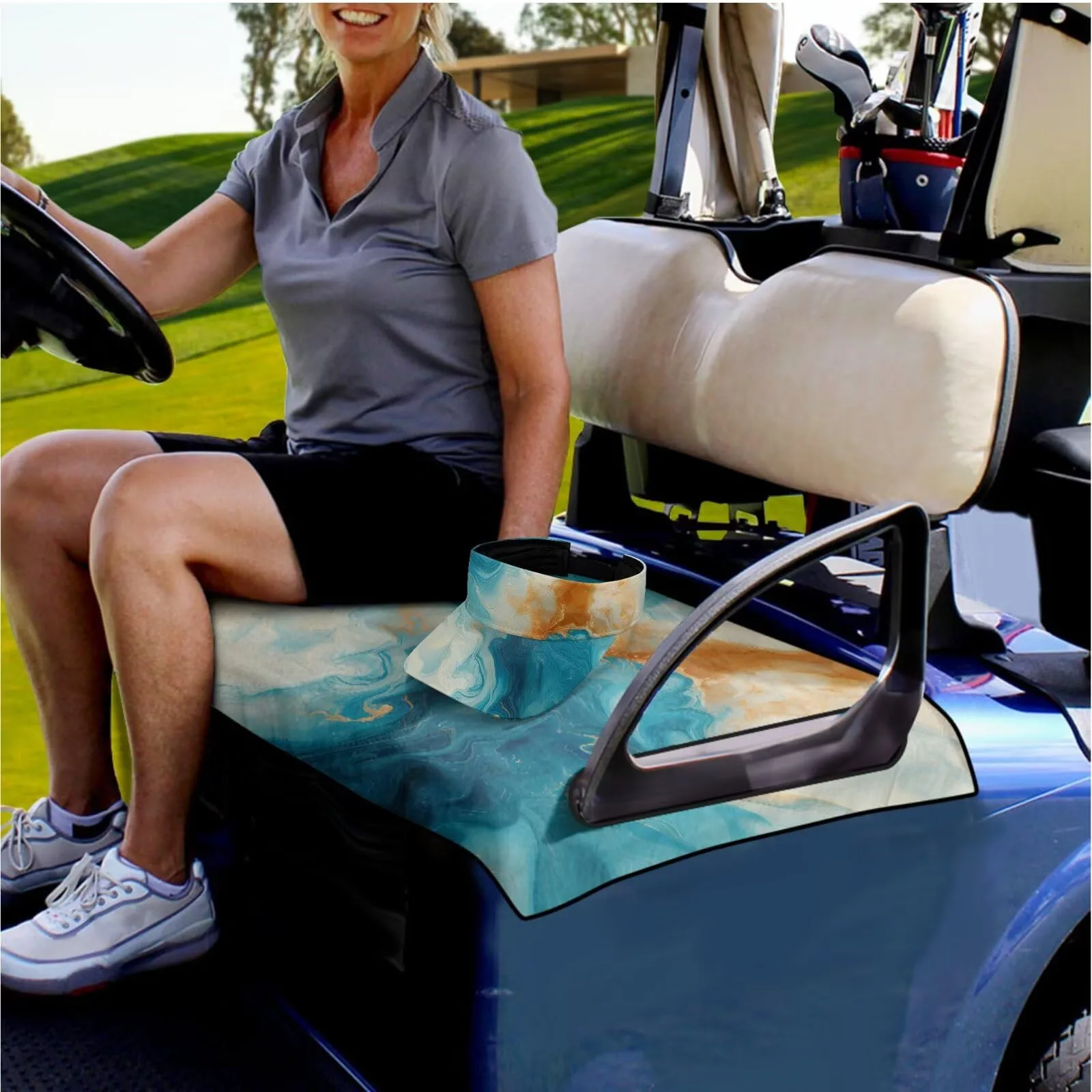 Yewattles Retro Marble Golf Cart Seat Cover for Club Car image 3