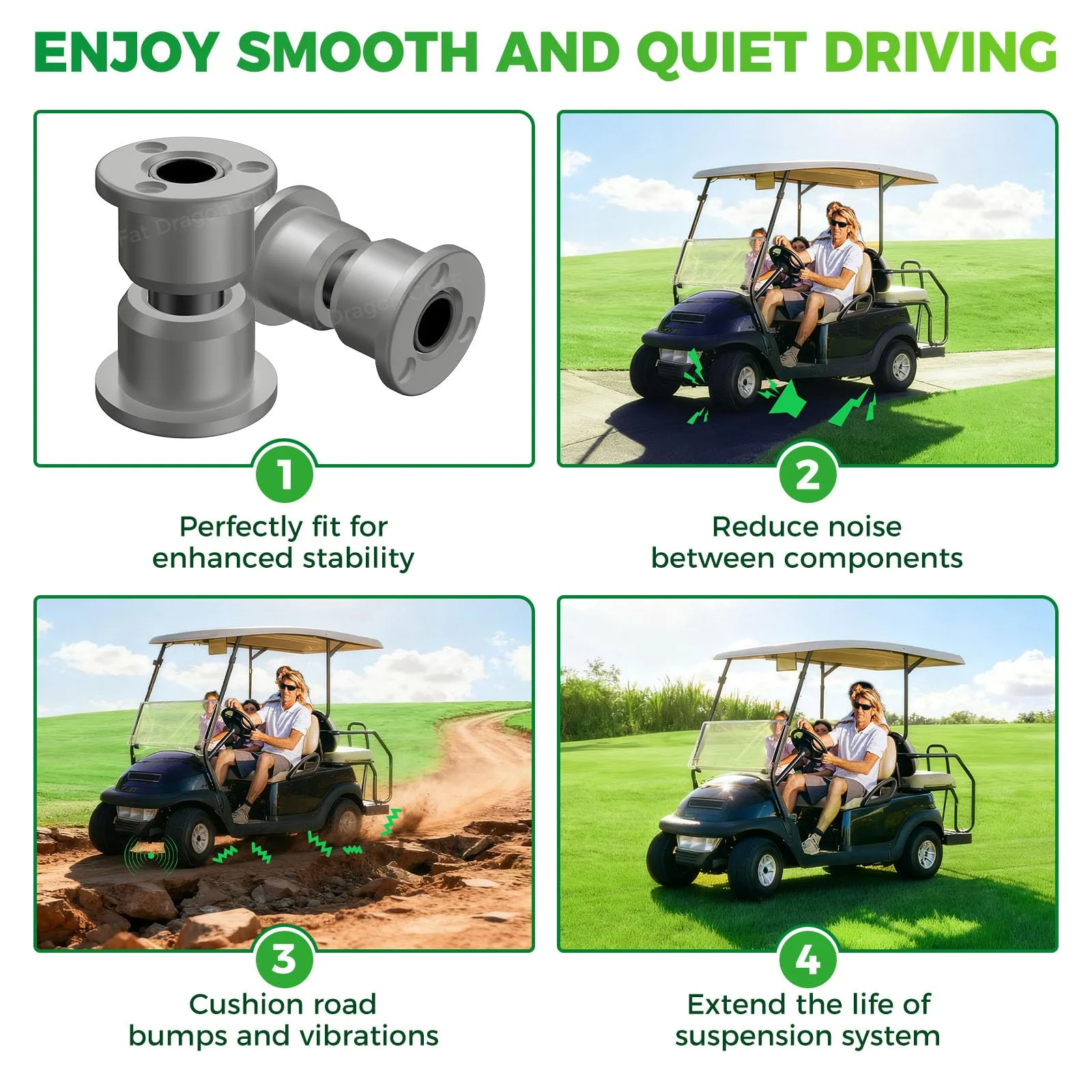 Panglong Club Car Front Upper A-Arm Bushing Kit image 3