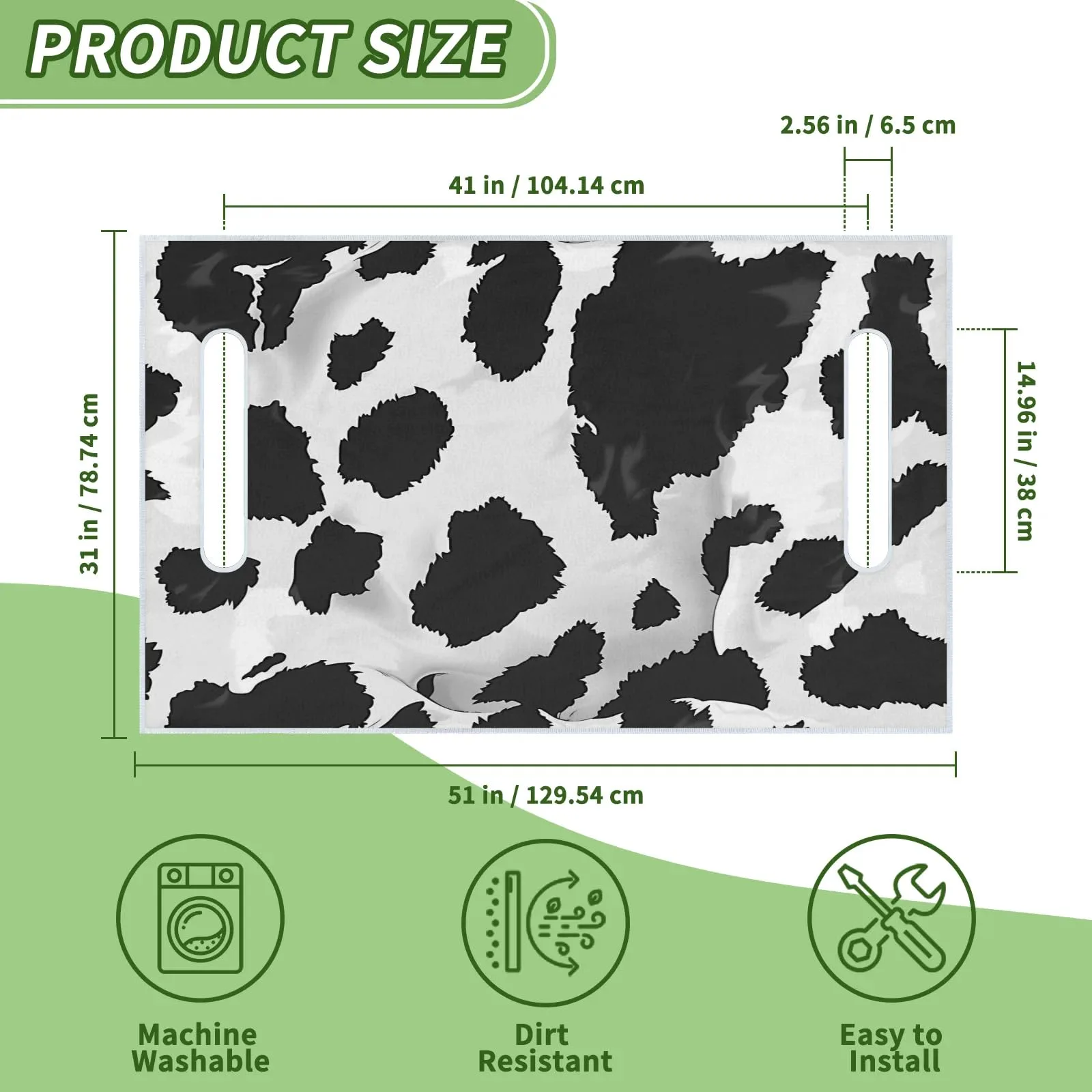 Tiveruda Cow Print Golf Cart Seat Cover 51 x 31 in image 2