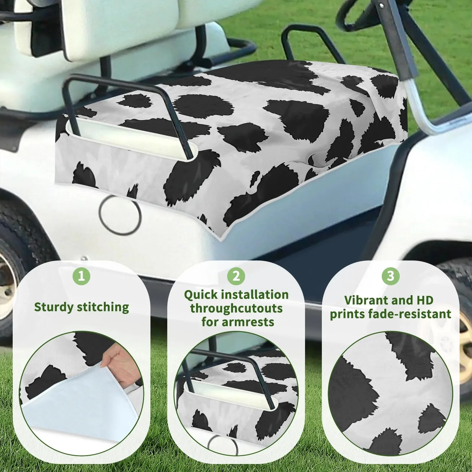 Tiveruda Cow Print Golf Cart Seat Cover 51 x 31 in image 3