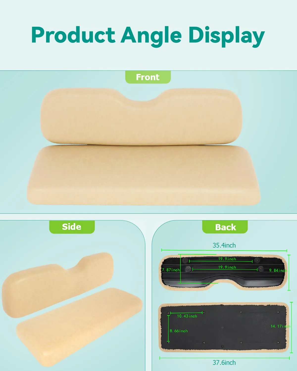 ILVGOLF Tan Rear Flip Golf Cart Seat Cushions image 3