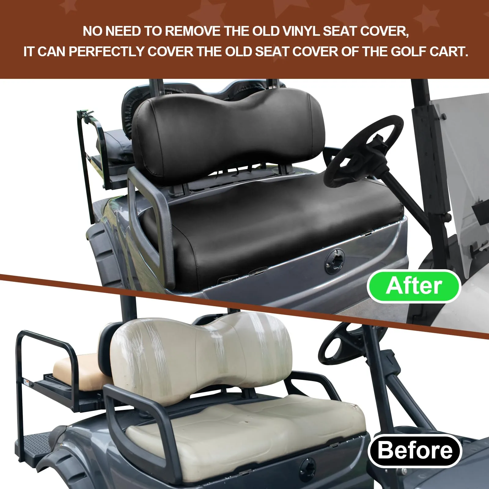 NOKINS Front Seat Covers for Yamaha Drive G29 & Drive2 — WGN10021-B-GM image 4