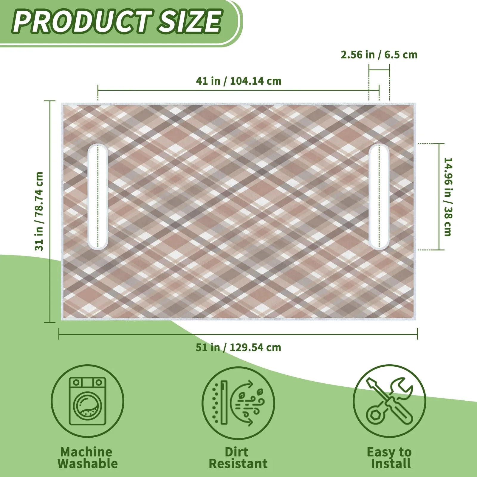 Tiveruda Brown Plaid Golf Cart Seat Cover, 51 x 31 in image 2