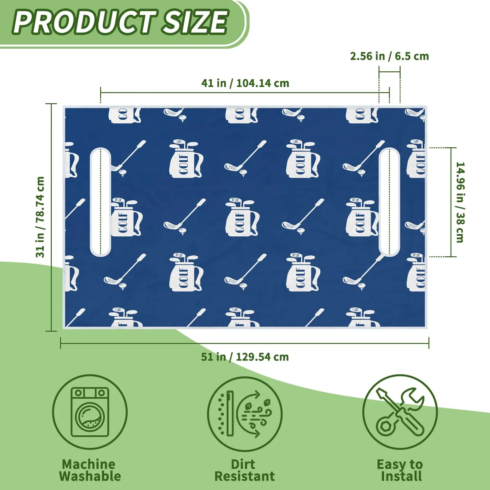 Tiveruda Golf Cart Seat Cover for Double Seats, 51 x 31 in image 2