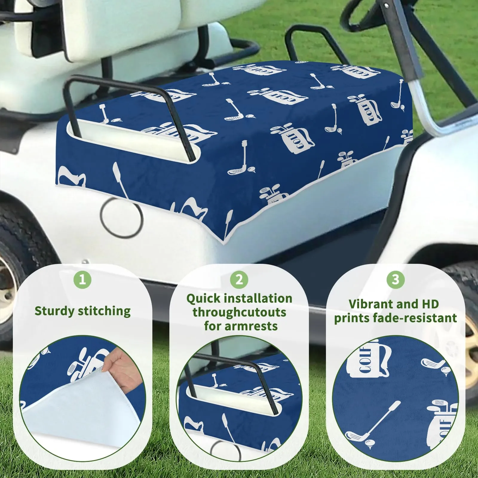 Tiveruda Golf Cart Seat Cover for Double Seats, 51 x 31 in image 3