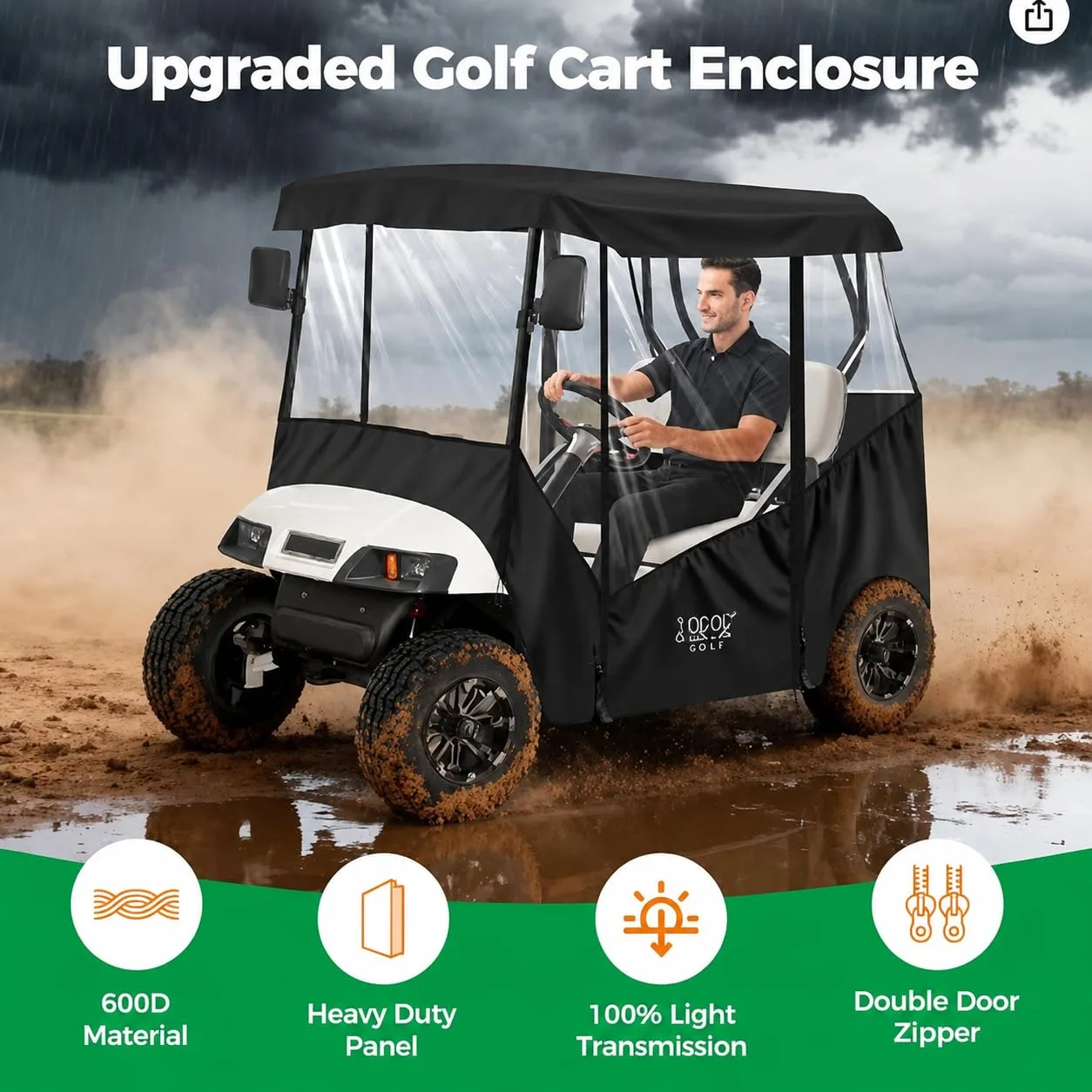 10L0L Golf Cart Enclosure for EZGO TXT and Club Car image 3