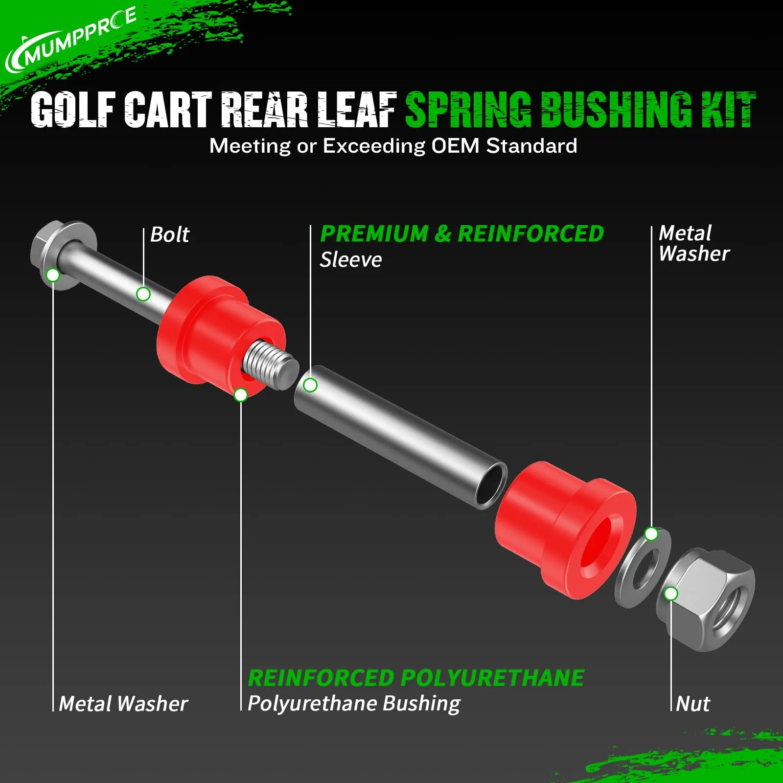 MUMPPRCE Rear Leaf Spring Bushing Kit for EZGO TXT & Club Car DS image 3