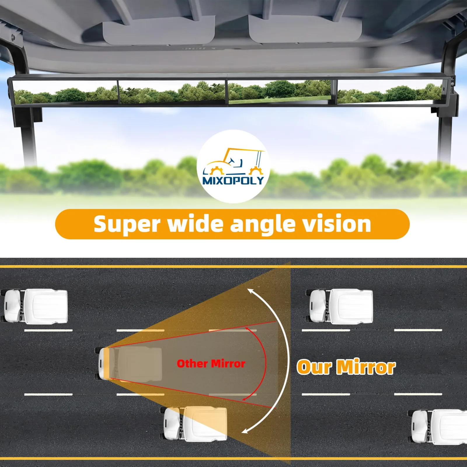 Mixopoly 4-Panel Golf Cart Rear View Mirror image 4