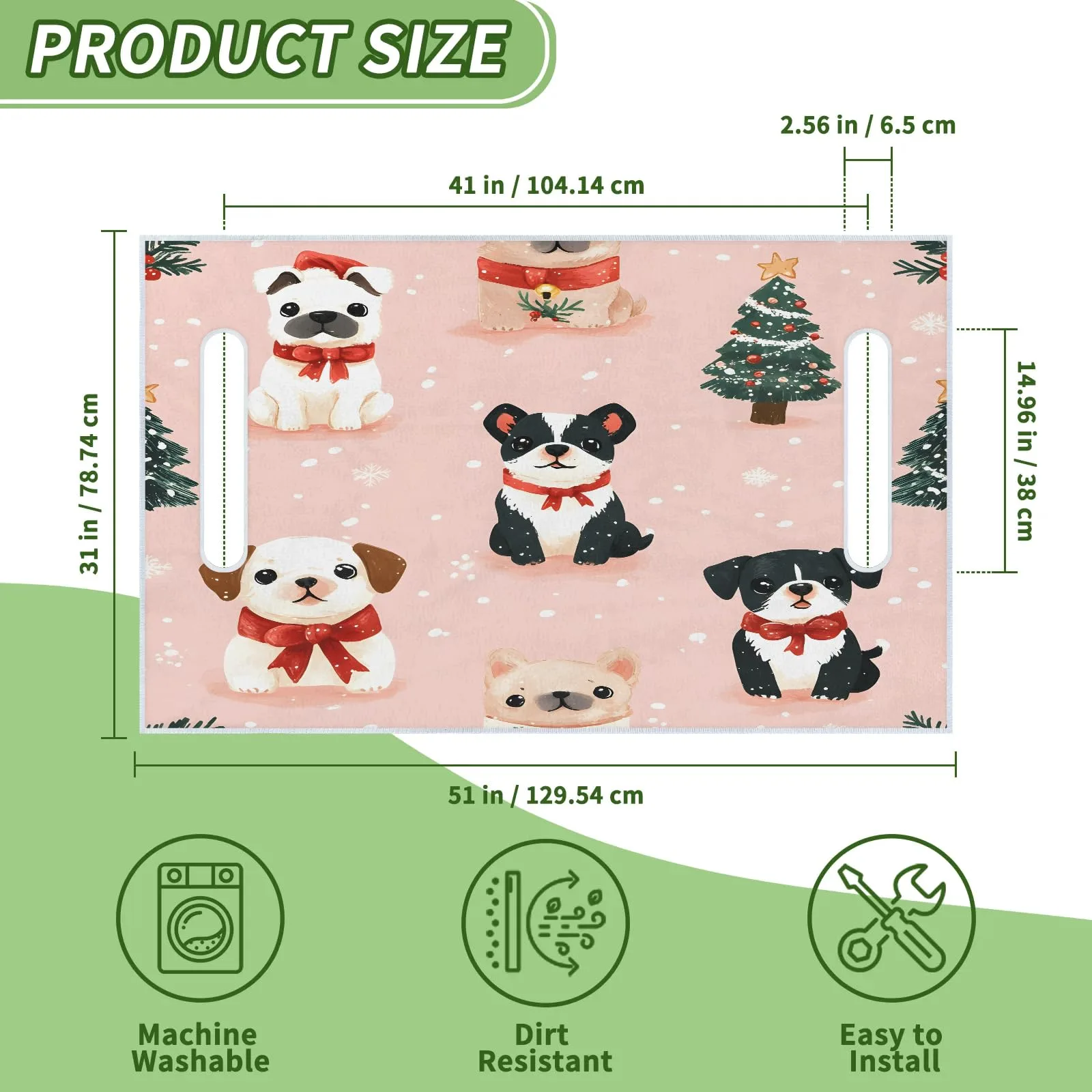 Tiveruda Merry Christmas Puppy 51" x 31" Golf Cart Seat Cover image 2