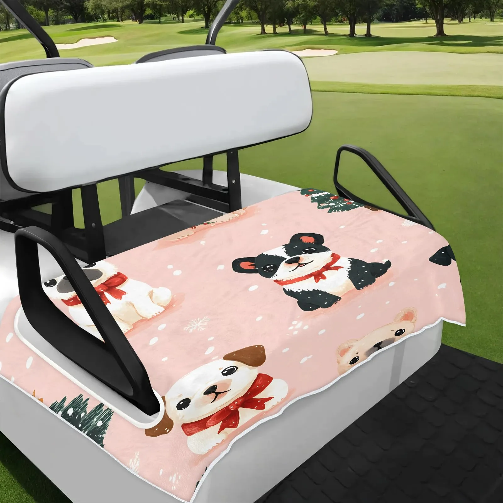 Tiveruda Merry Christmas Puppy 51" x 31" Golf Cart Seat Cover