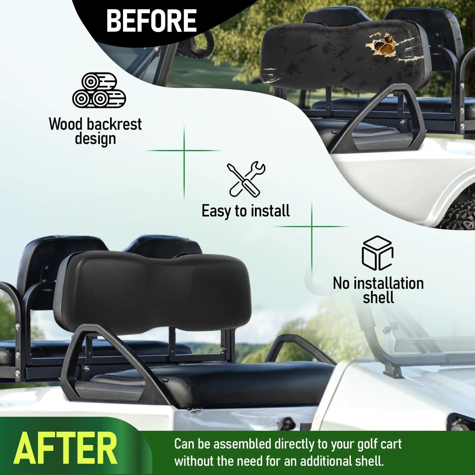 WUTIST GO-4891 Front Seat Backrest for Club Car DS (2000.5+ compatible) image 4