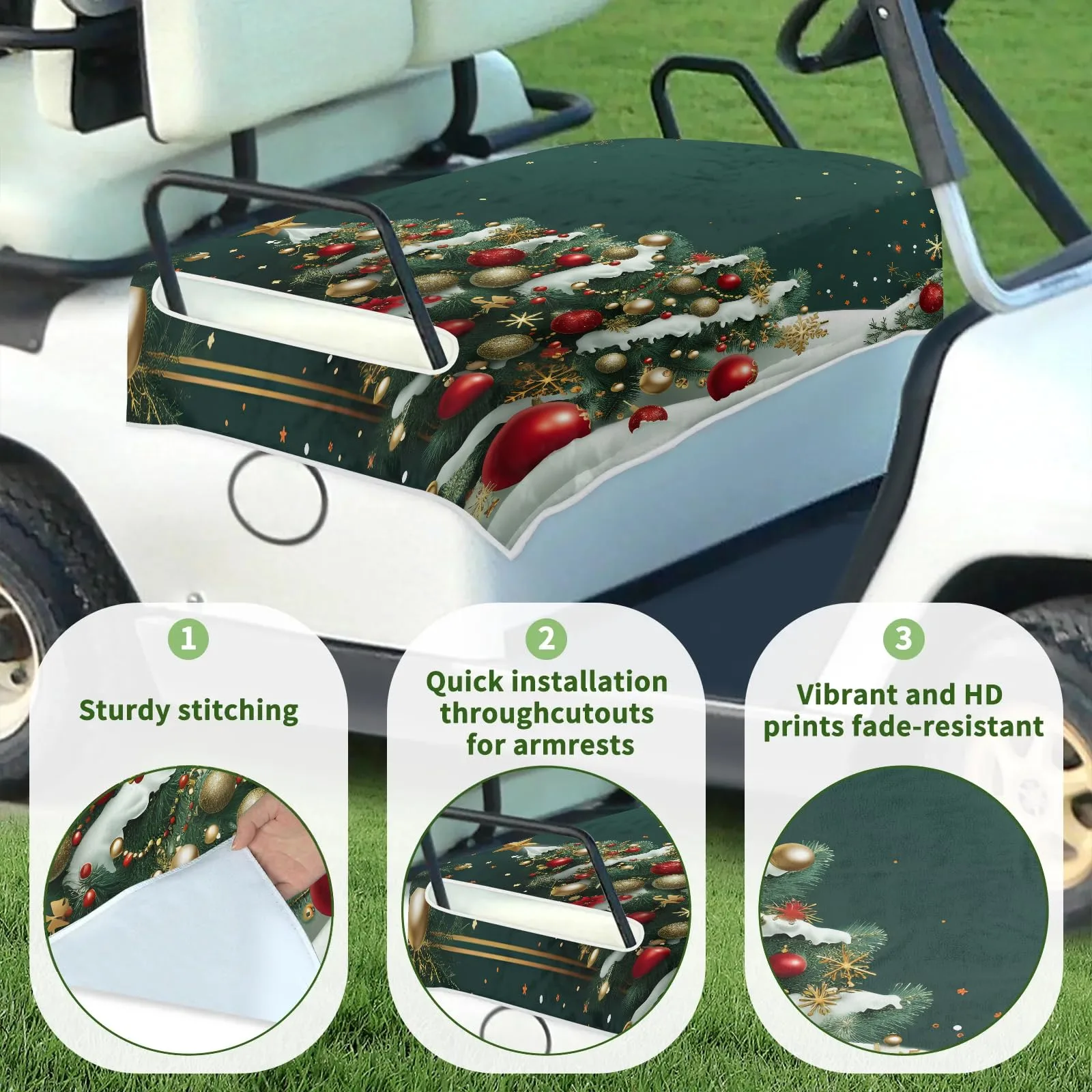 Tiveruda Merry Xmas Golf Cart Seat Cover, 51 x 31 in image 3