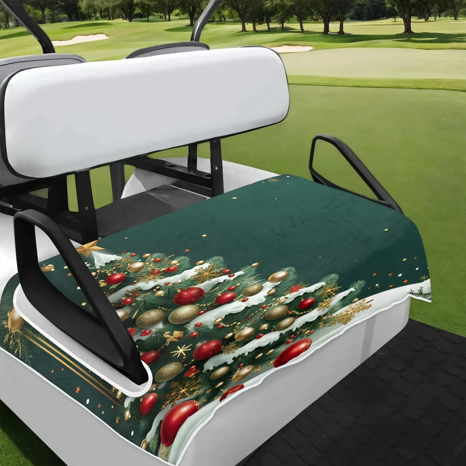 Tiveruda Merry Xmas Golf Cart Seat Cover, 51 x 31 in