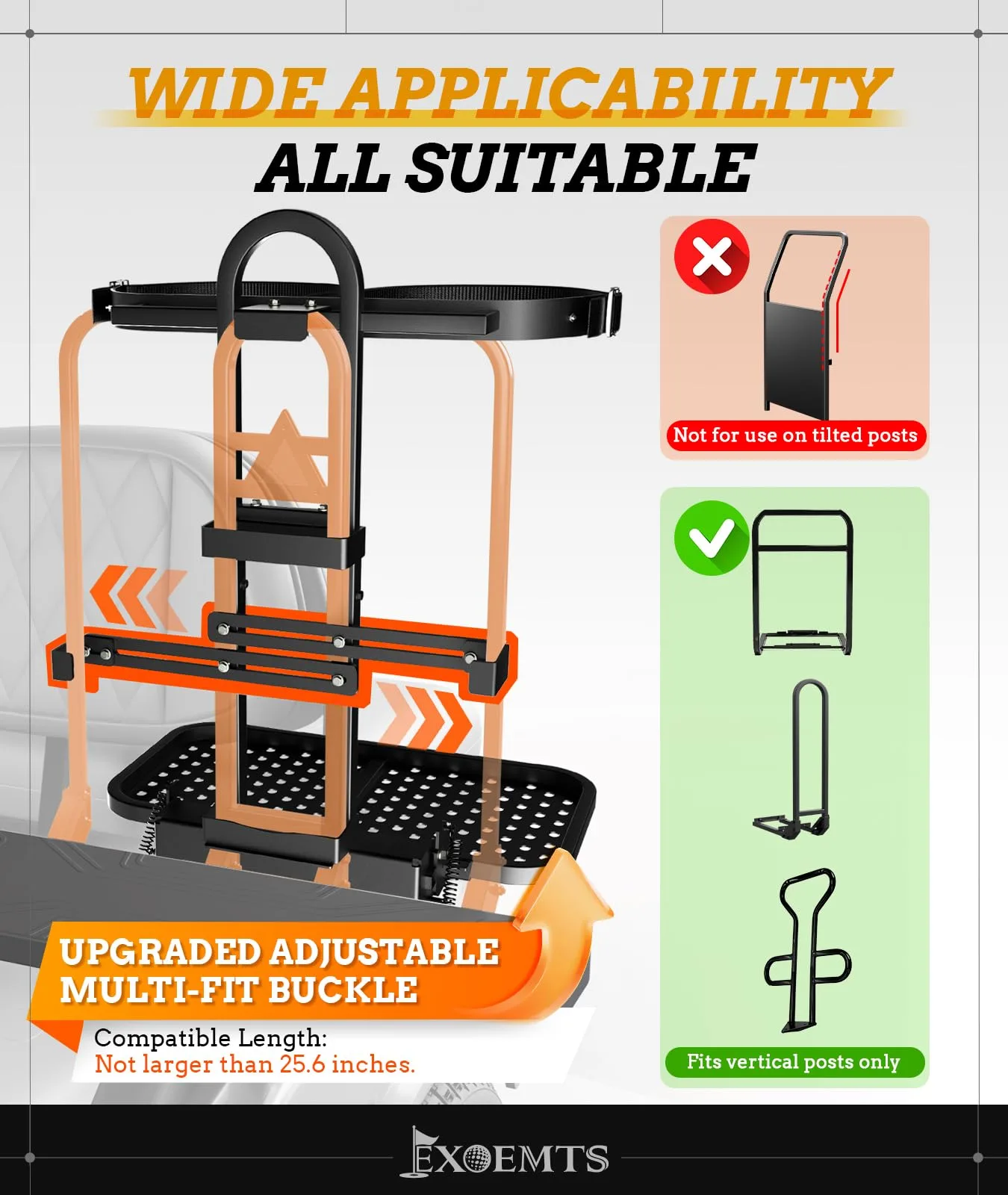 EXOEMTS Golf Cart Bag Holder Rack for Rear Grab Bars image 2