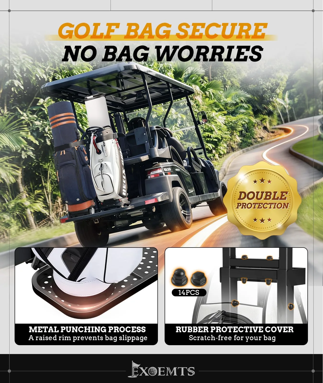 EXOEMTS Golf Cart Bag Holder Rack for Rear Grab Bars image 4