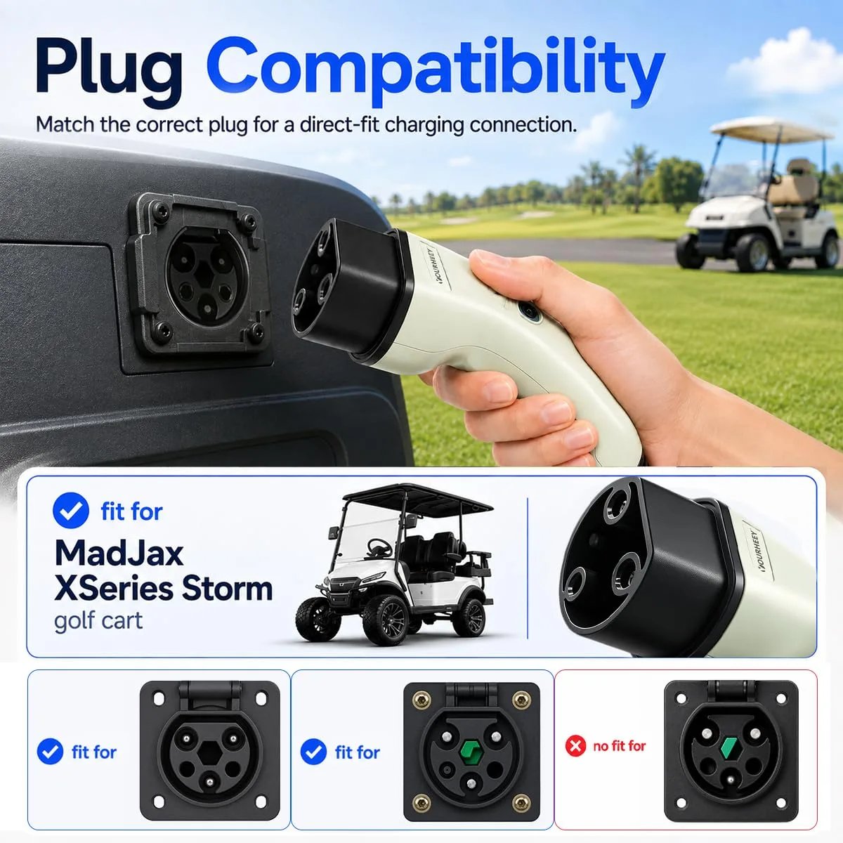 Yourheey 10-Foot Golf Cart Charger Cord, Replaces 2CR910 image 4