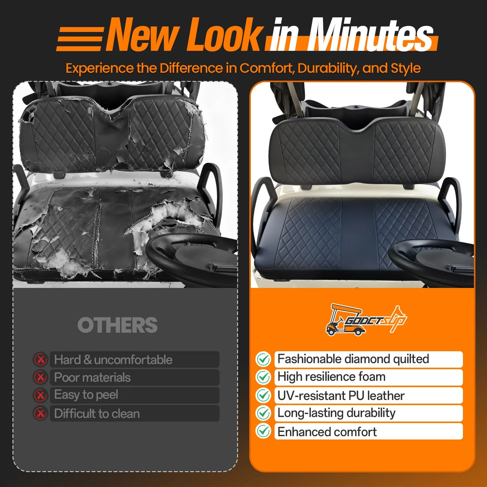 GODCTSUP E-Z-GO RXV Front Seat Cushion Set 2008+ image 4