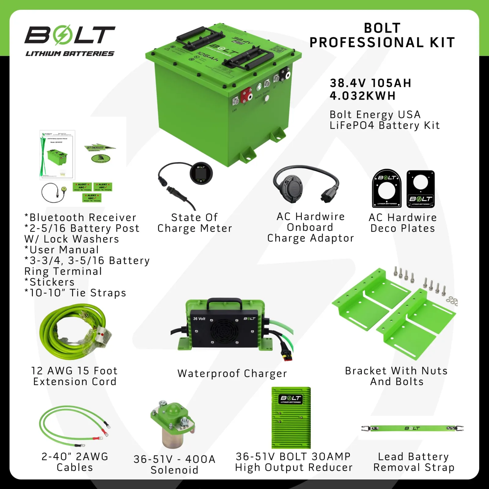 Bolt Energy USA 36V 105Ah Lithium Battery for Club Car DS image 2
