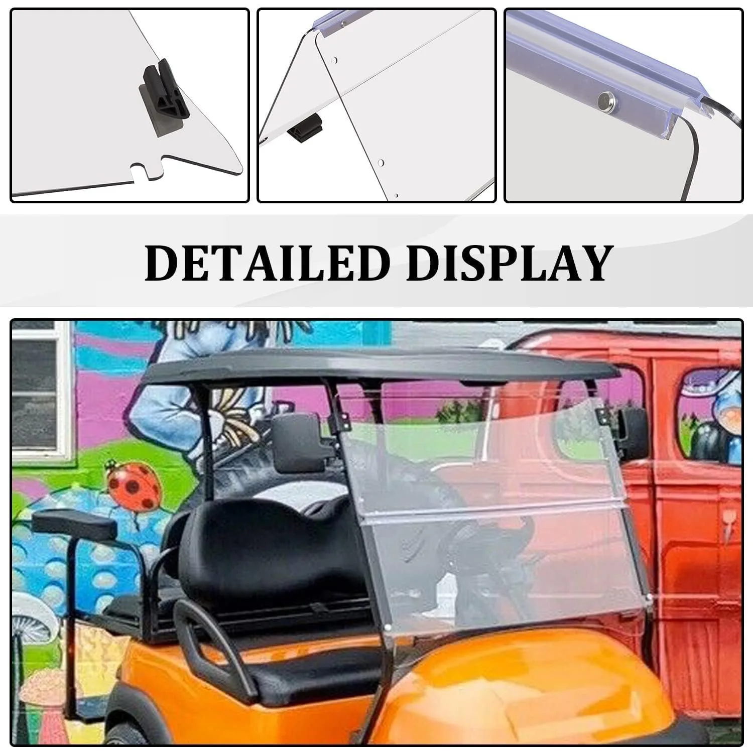 ECOTRIC Clear Folding Windshield for Club Car Precedent image 3