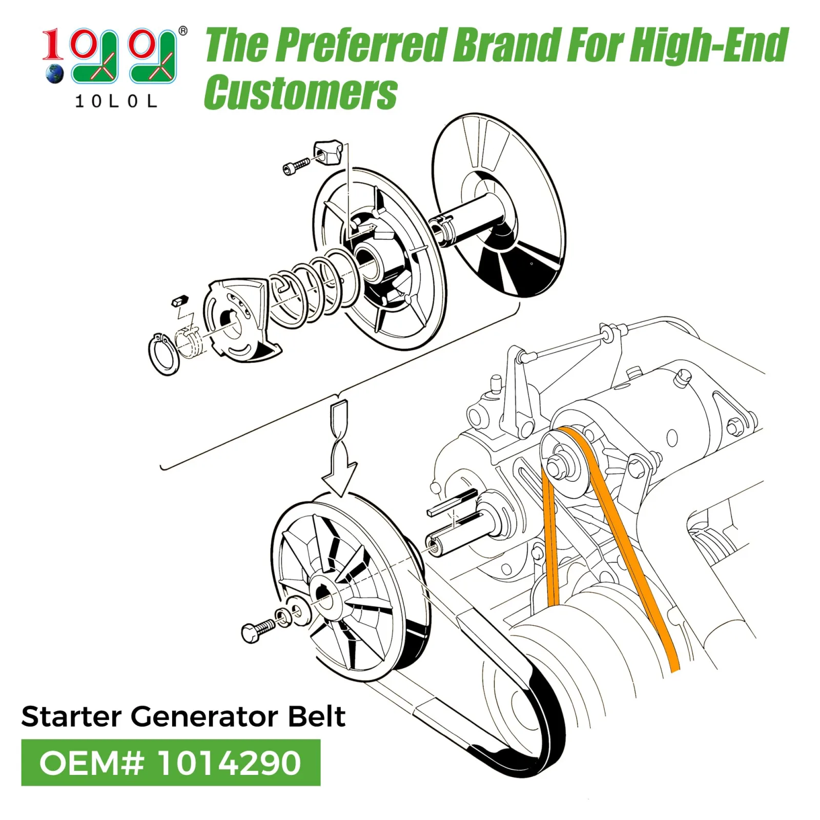 10L0L Starter Generator Belt for Club Car DS Gas Models image 3