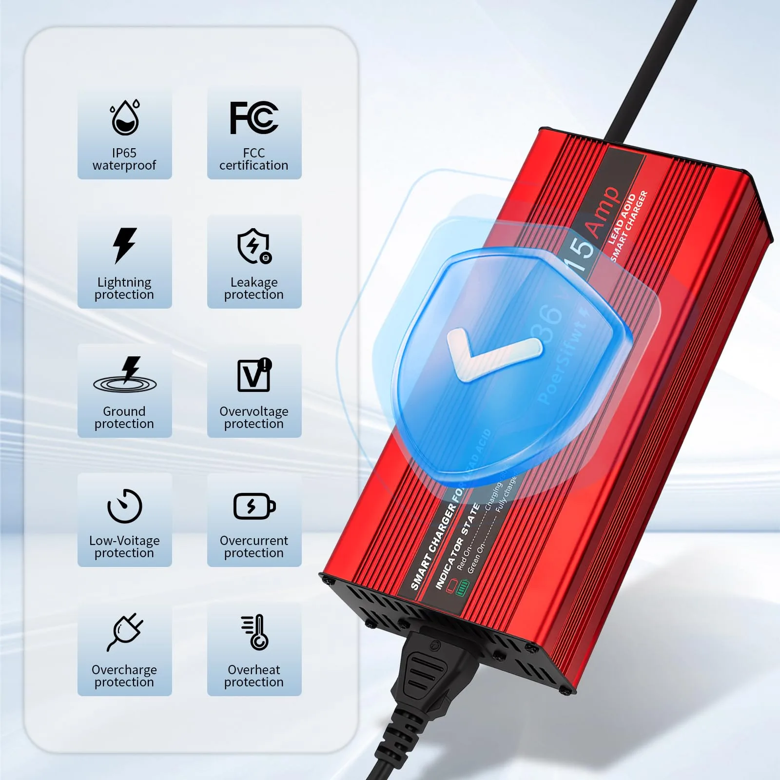 PoerSifwt 36V 15A Charger for E-Z-GO TXT Golf Carts image 2